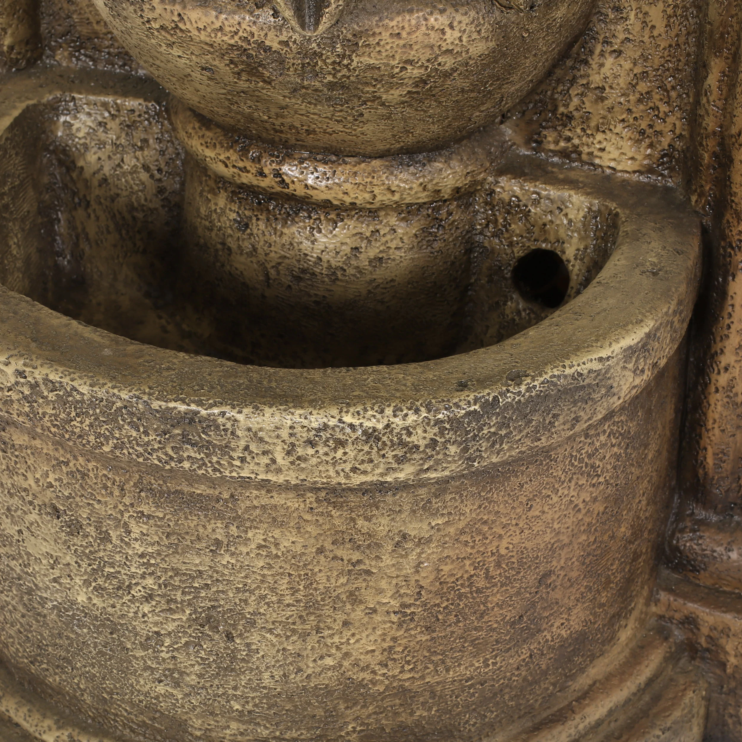 Sardis Outdoor 2-Tier Single Spout Fountain, Light Brown - furnishings