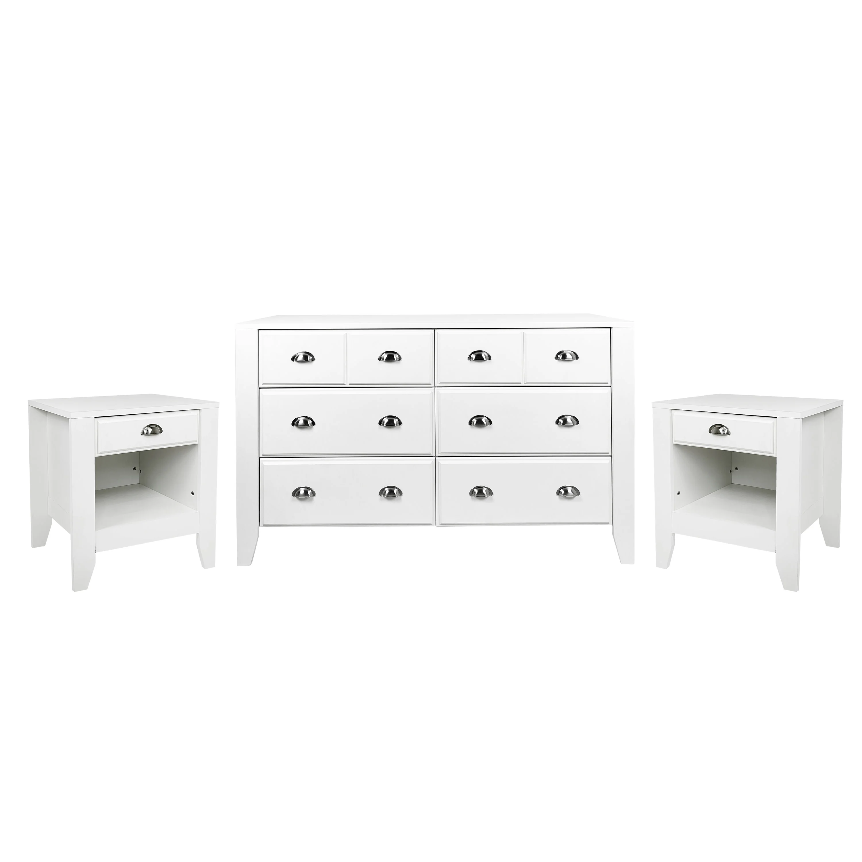 Cleary Contemporary Faux Wood 3 Piece Double Dresser and Nightstand Bedroom Set - furnishings