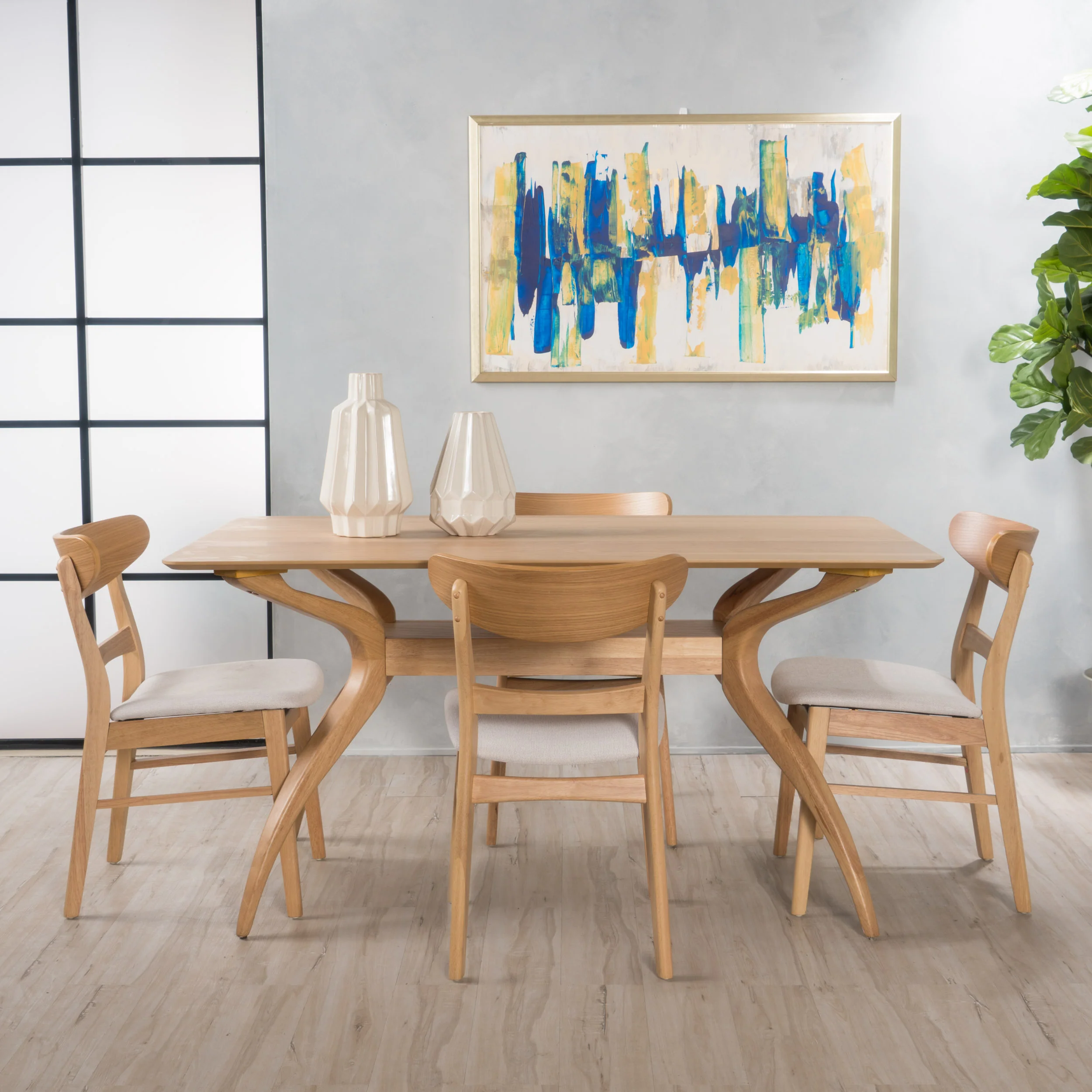 Isador Mid-Century Modern 5 Piece Dining Set - furnishings