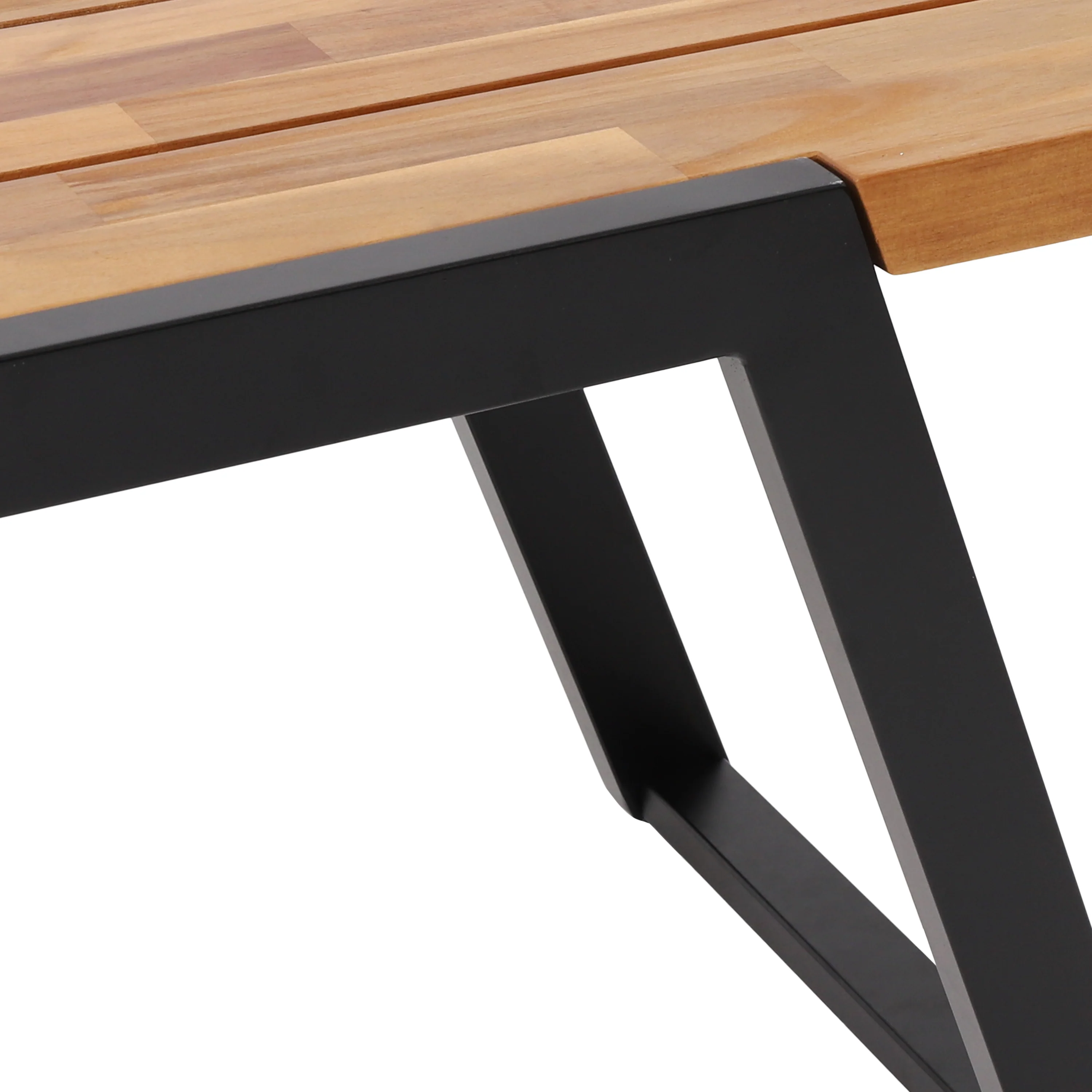 Gebo Outdoor Acacia Wood and Iron Dining Bench - furnishings
