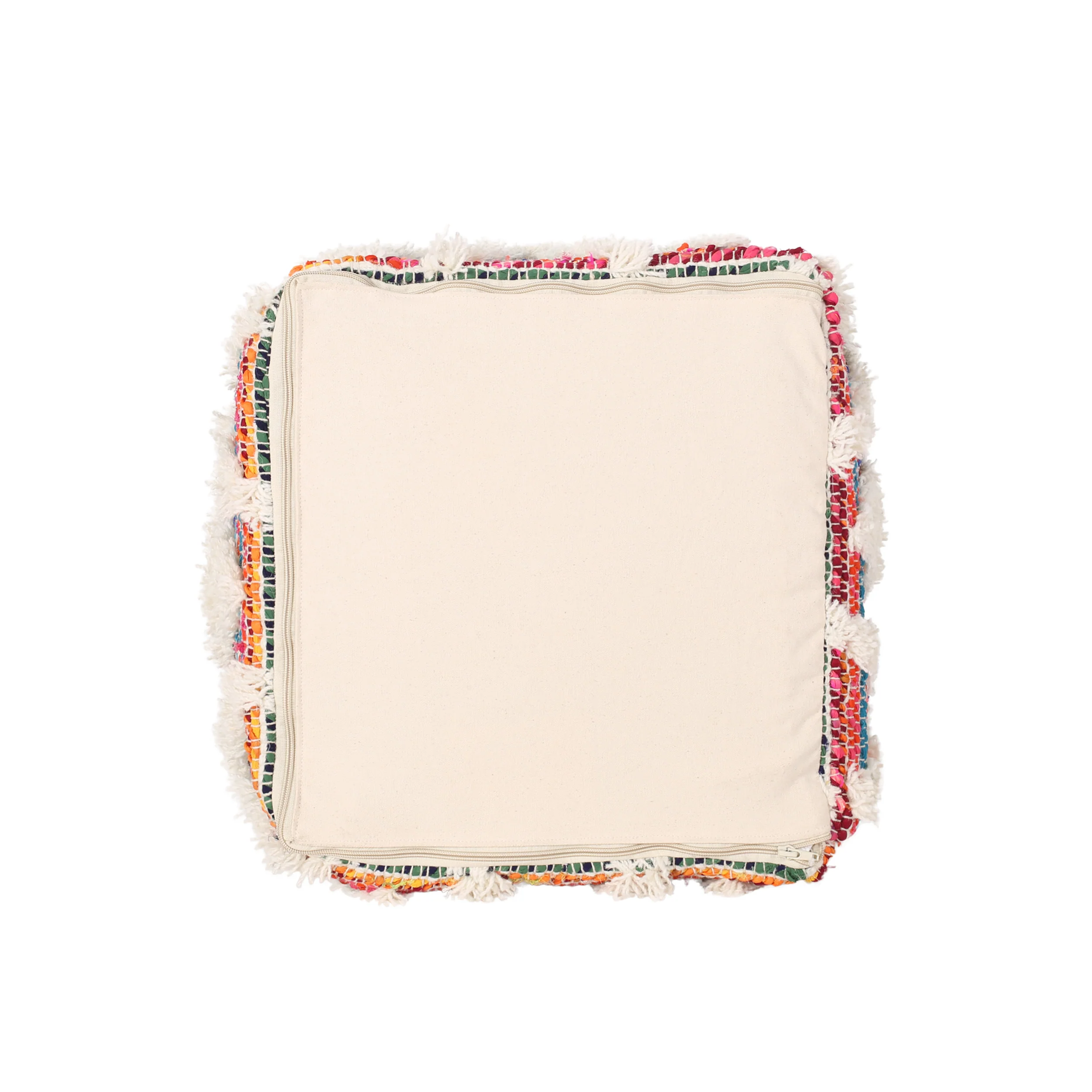 Etoney Boho Wool and Chindi Pouf - furnishings