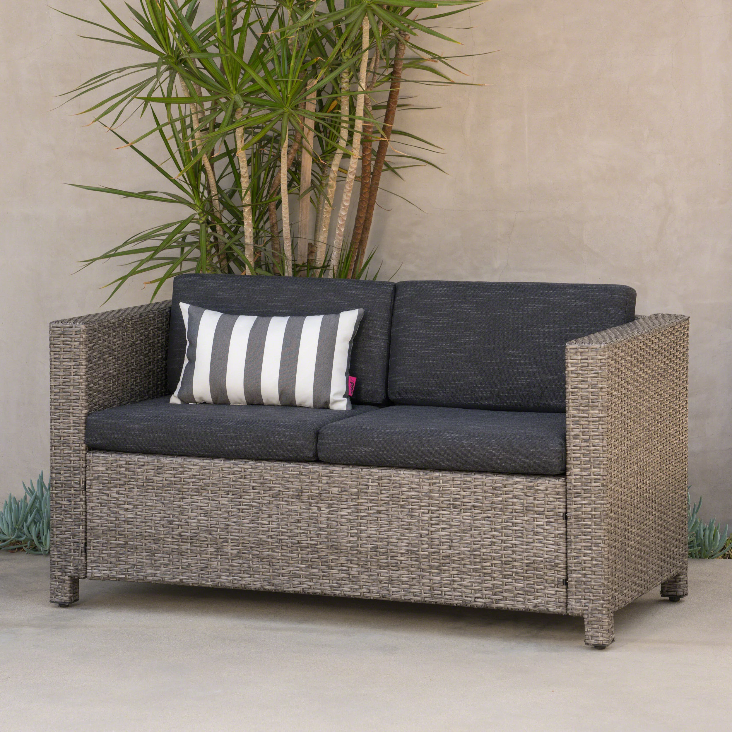 Venice Outdoor PE Wicker Love Seat - furnishings