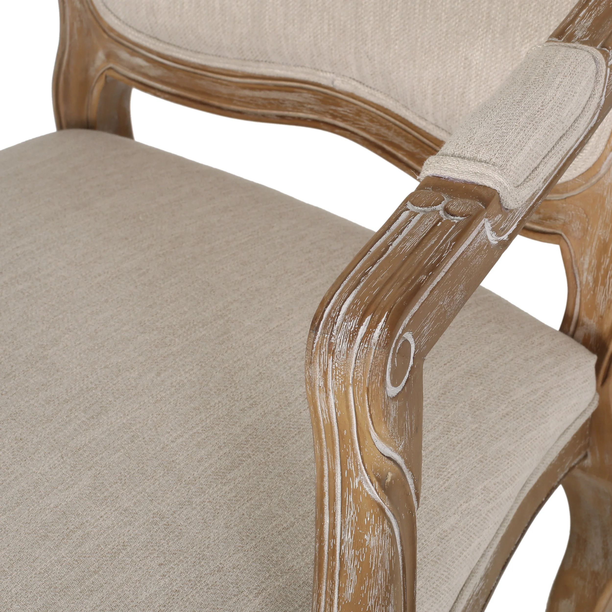 Stene French Country Wood Upholstered Dining Armchair - furnishings