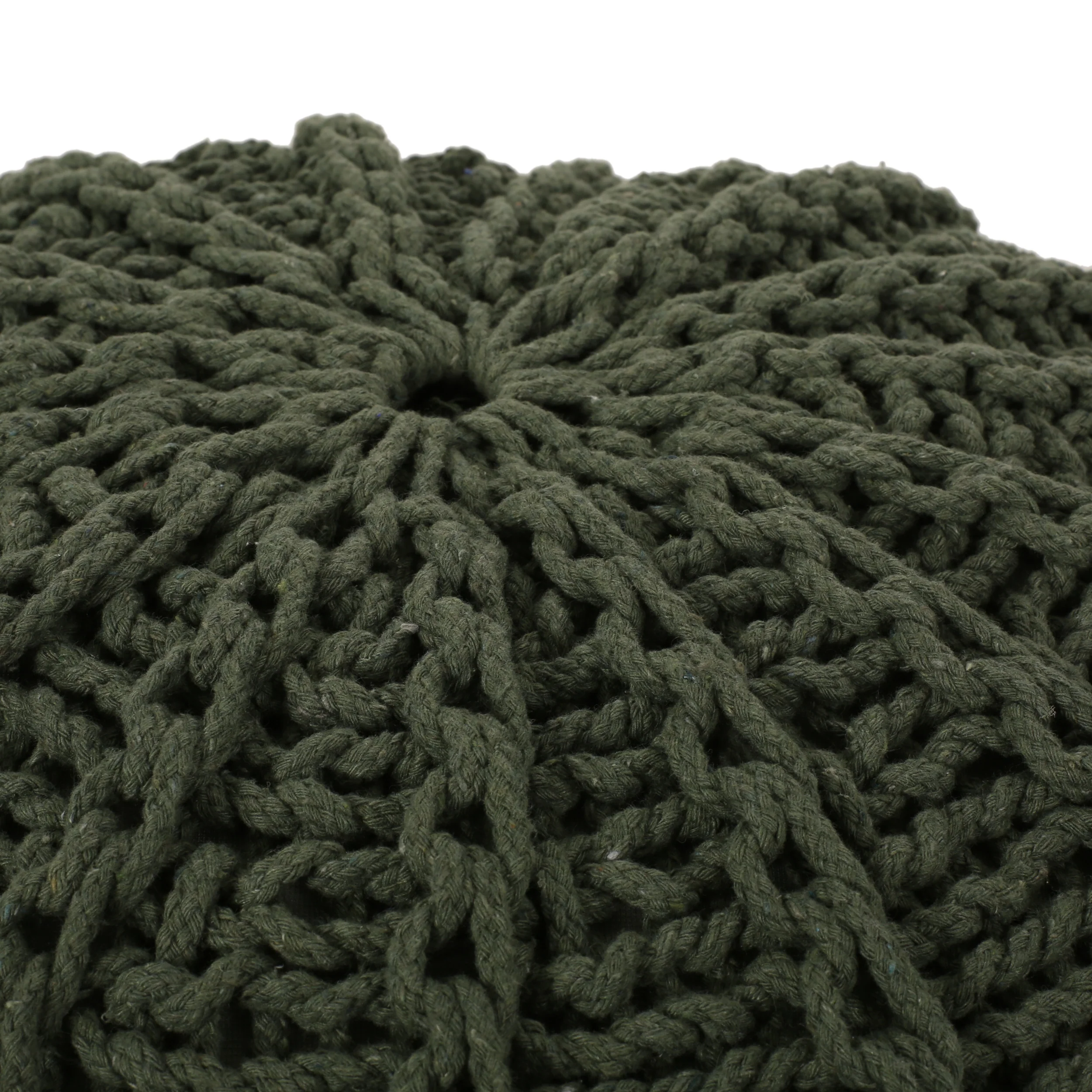 Agatha Modern Knitted Cotton Round Pouf - furnishings