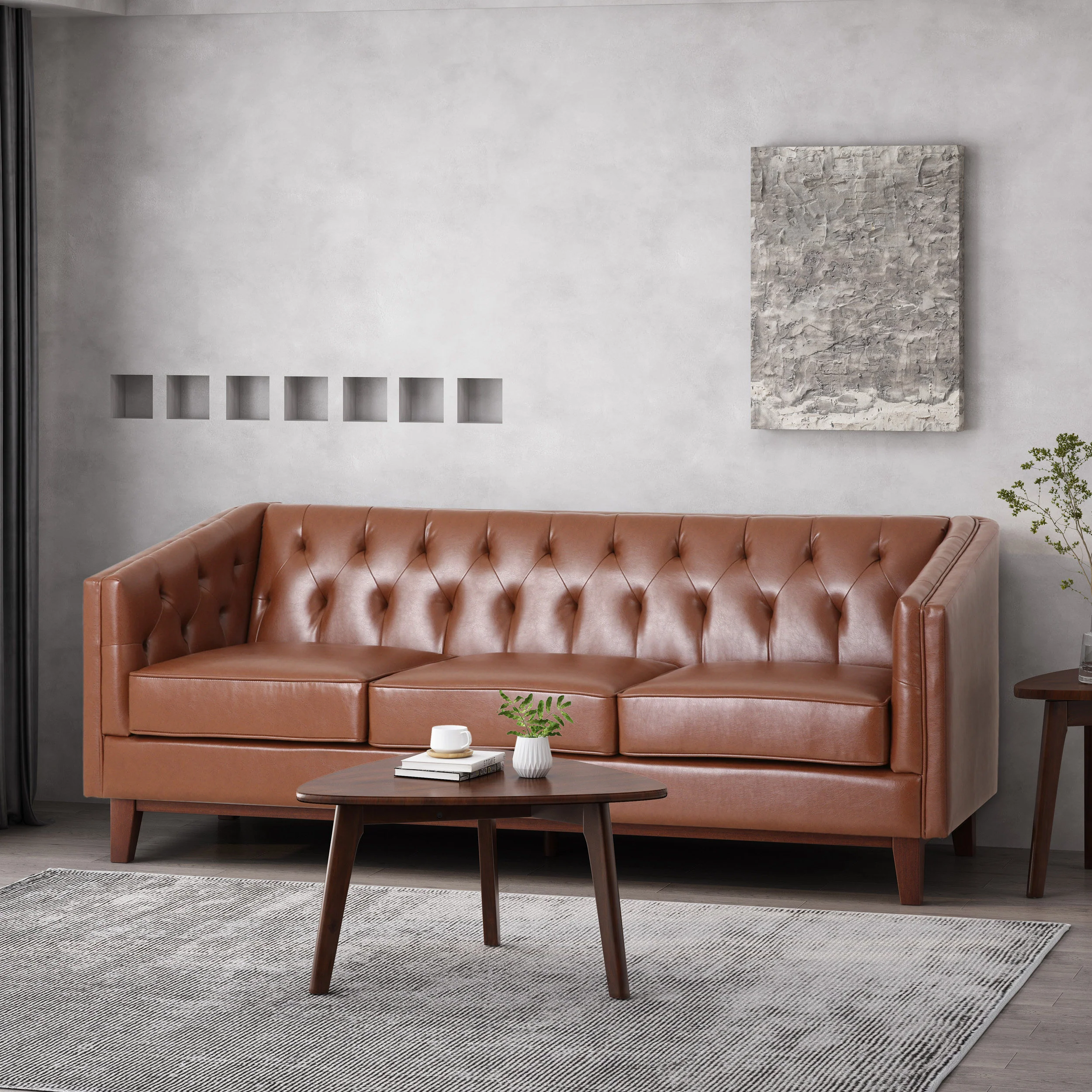 Colstrip Contemporary Upholstered 3 Seater Sofa - furnishings