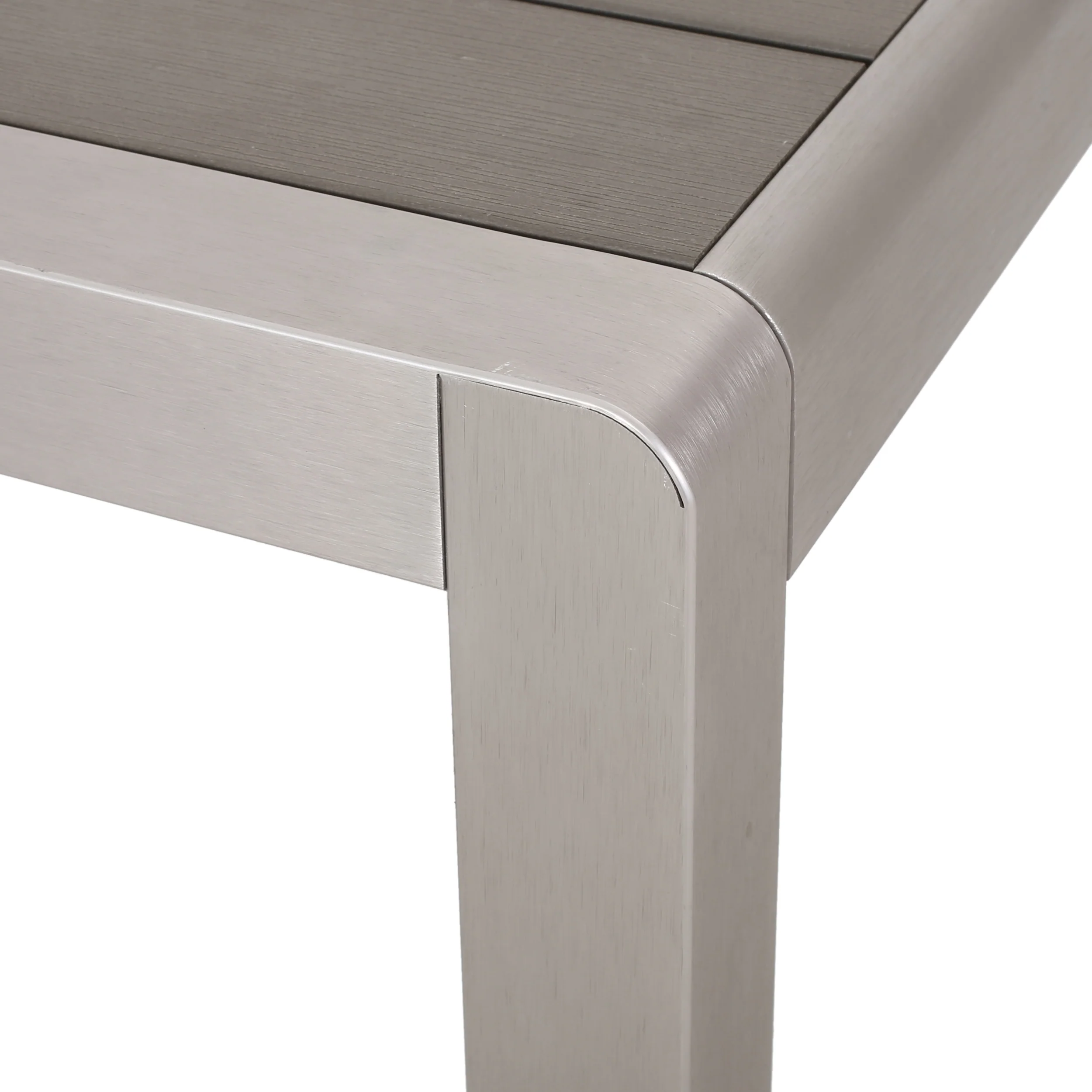 Rorik Outdoor Modern 4 Seater Aluminum Dining Set with Faux Wood Table Top - furnishings