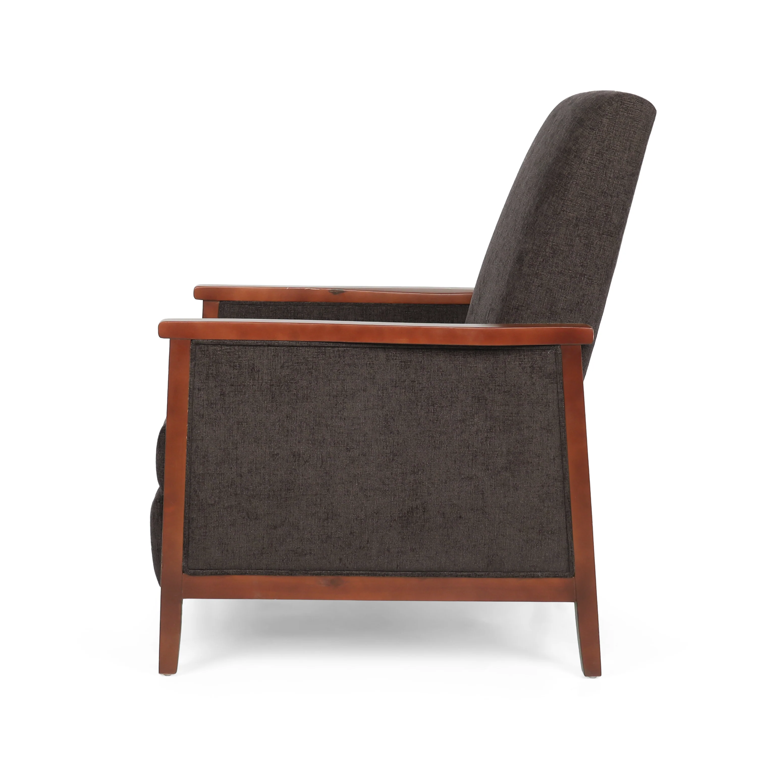 Ambleside Mid Century Modern Fabric Upholstered Wood Pushback Recliners, Set of 2 - furnishings
