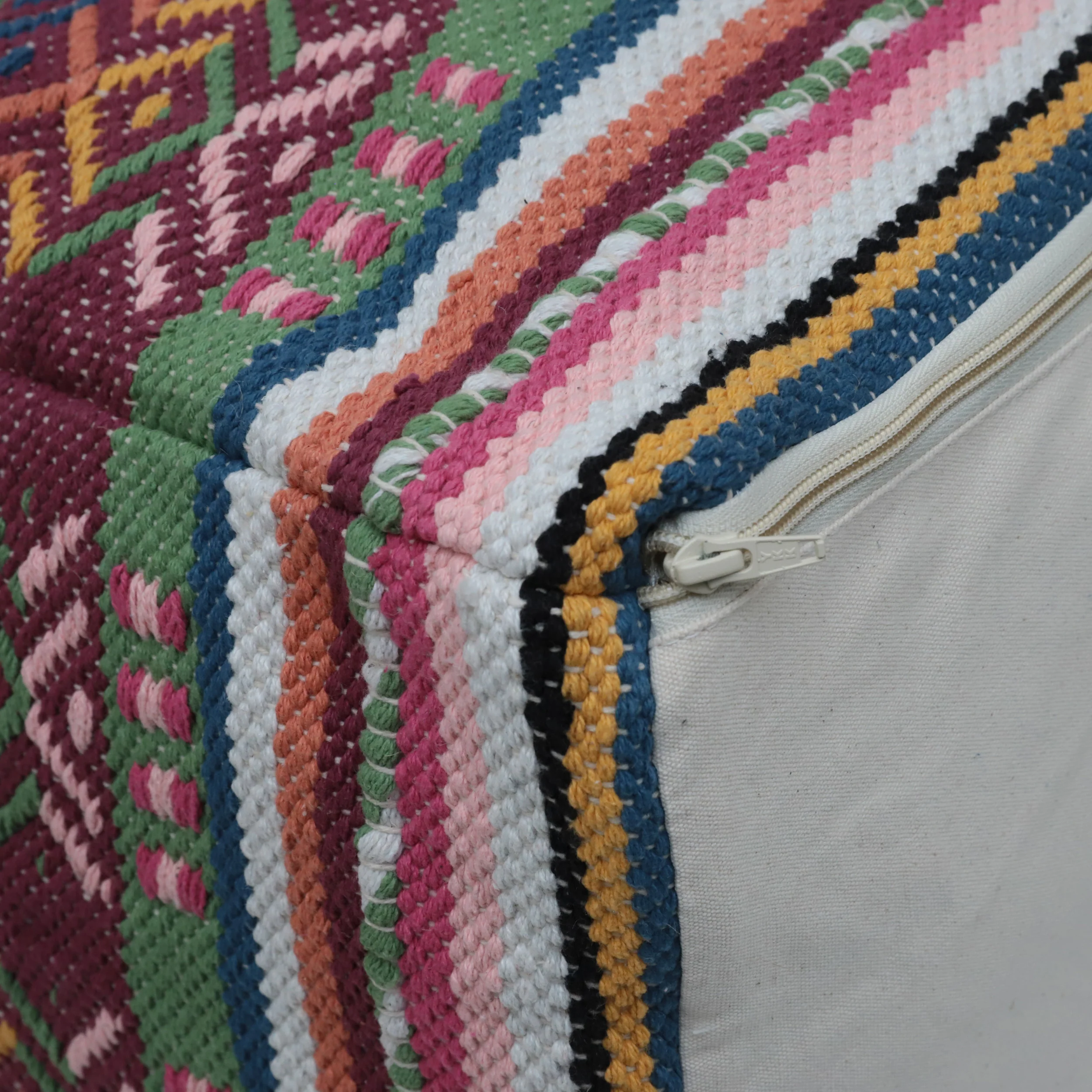 Hilliard Boho Handcrafted Peruvian Print Cube Pouf - furnishings