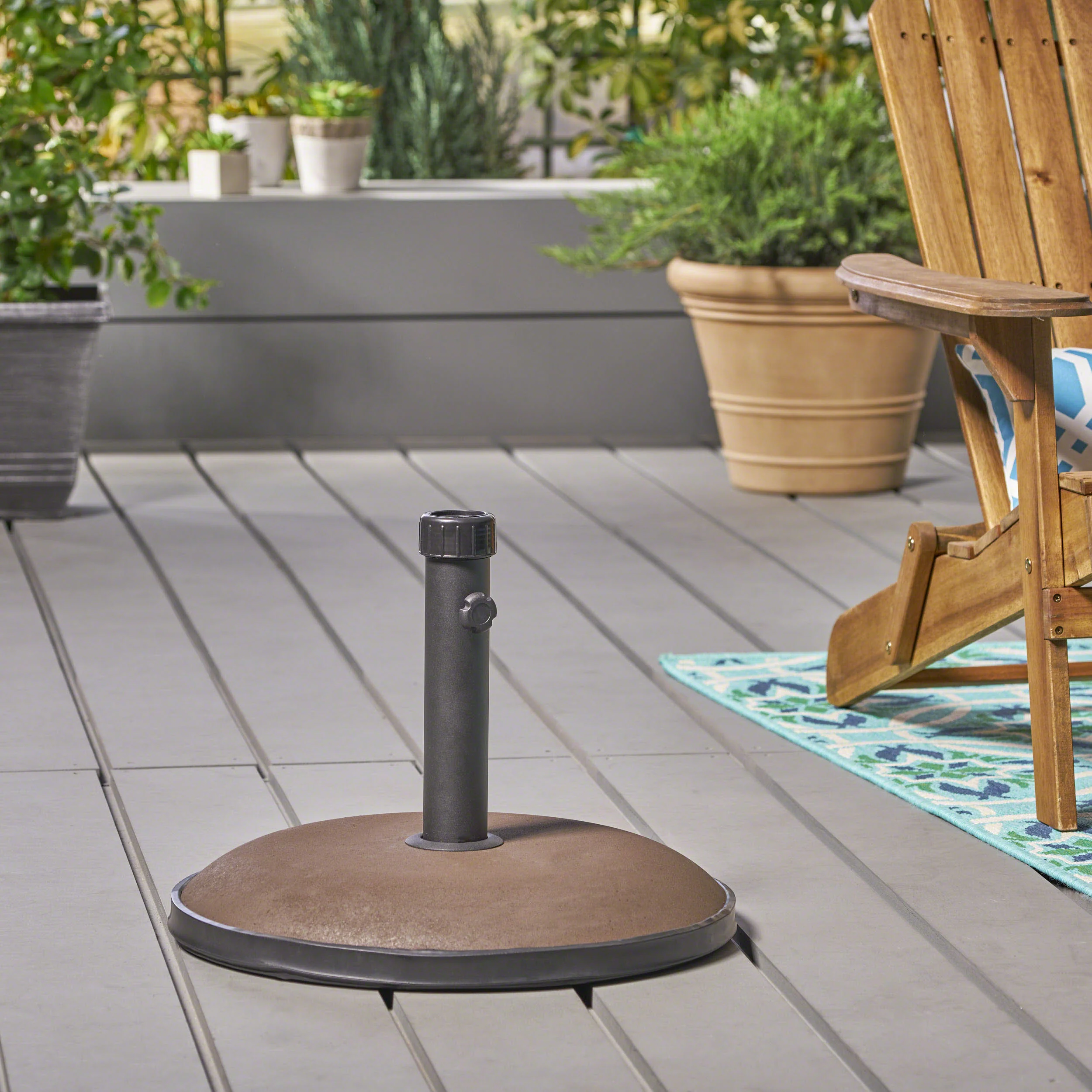 Gretna Outdoor 55 lbs Circular Concrete Umbrella Base - furnishings