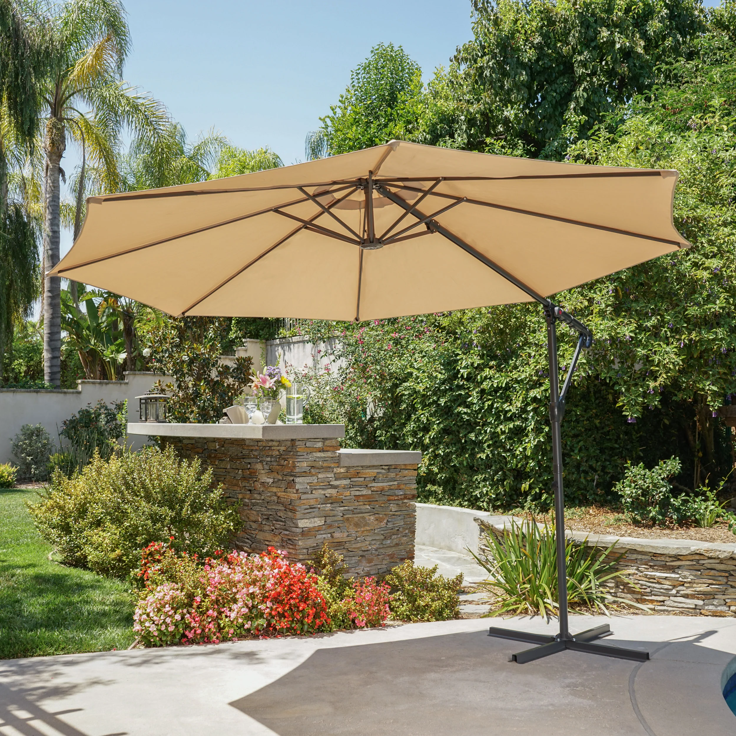 Sloane Outdoor Water Resistant Steel Frame Banana Sun Canopy - furnishings