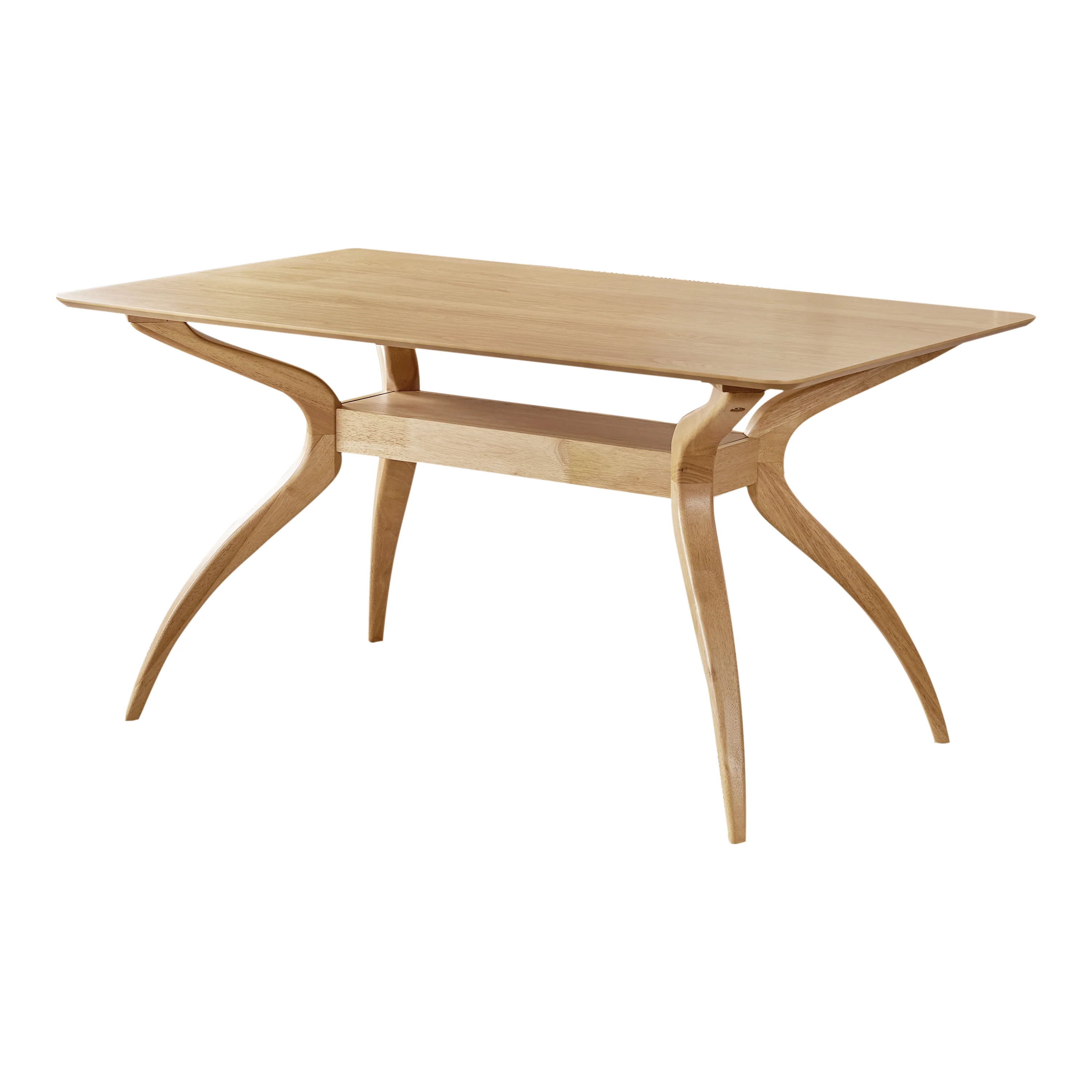 Amundsen Natural Oak Finish Curved Leg Rectangular 5 Piece Dining Set - furnishings