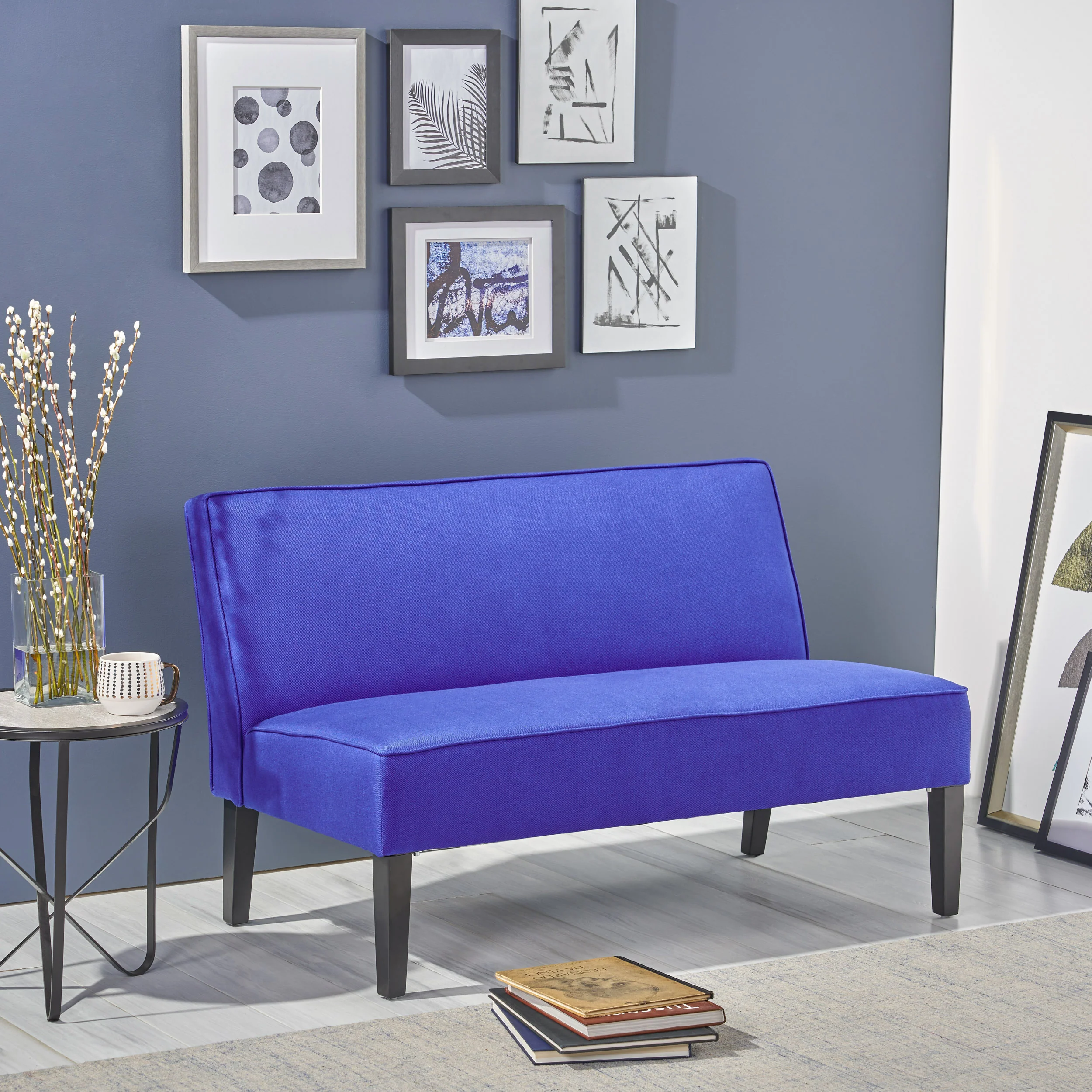 Charlotte Modern Simple Elegant Fabric Settee - furnishings