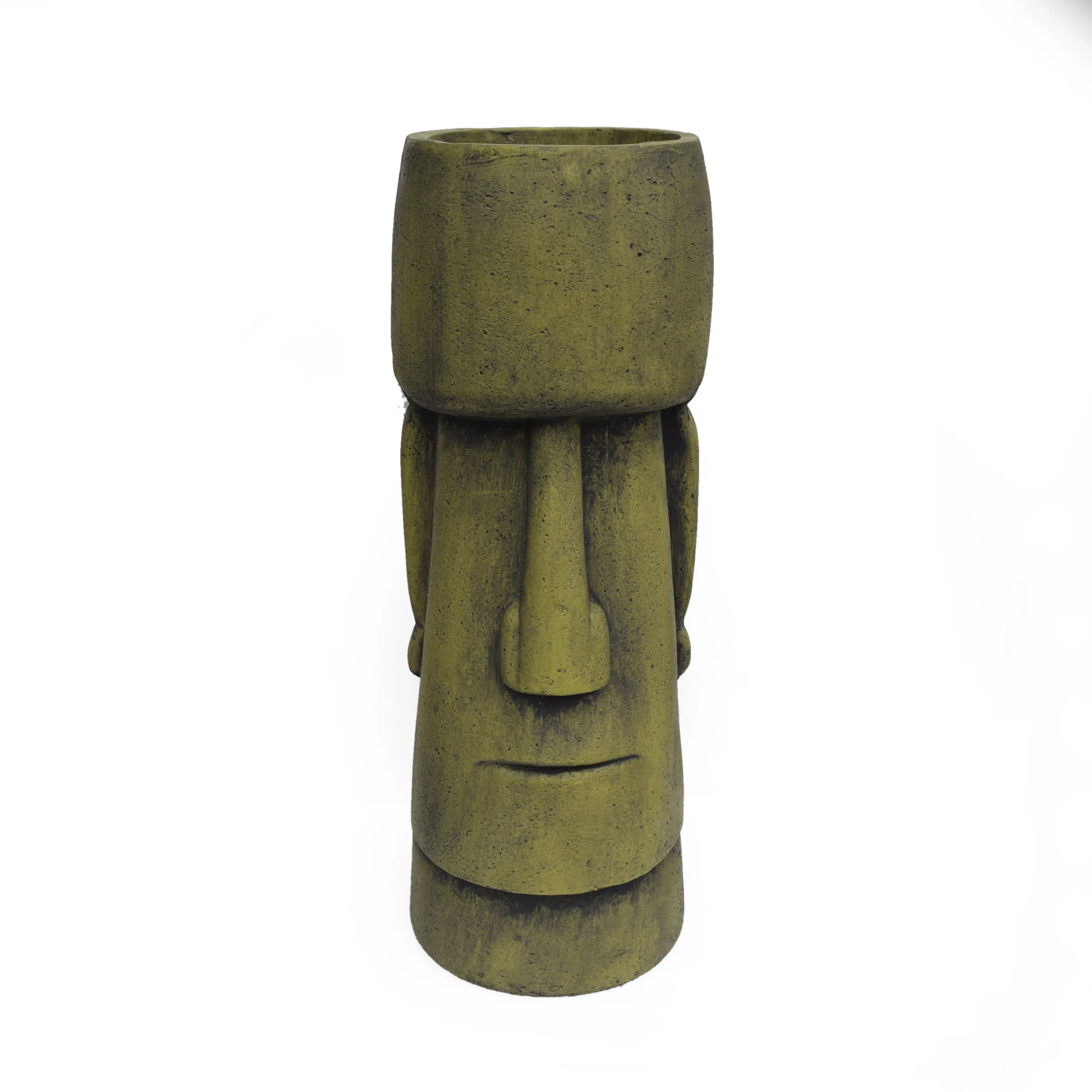 Major Outdoor Easter Island Tiki Urn, Antique Green Finish - furnishings