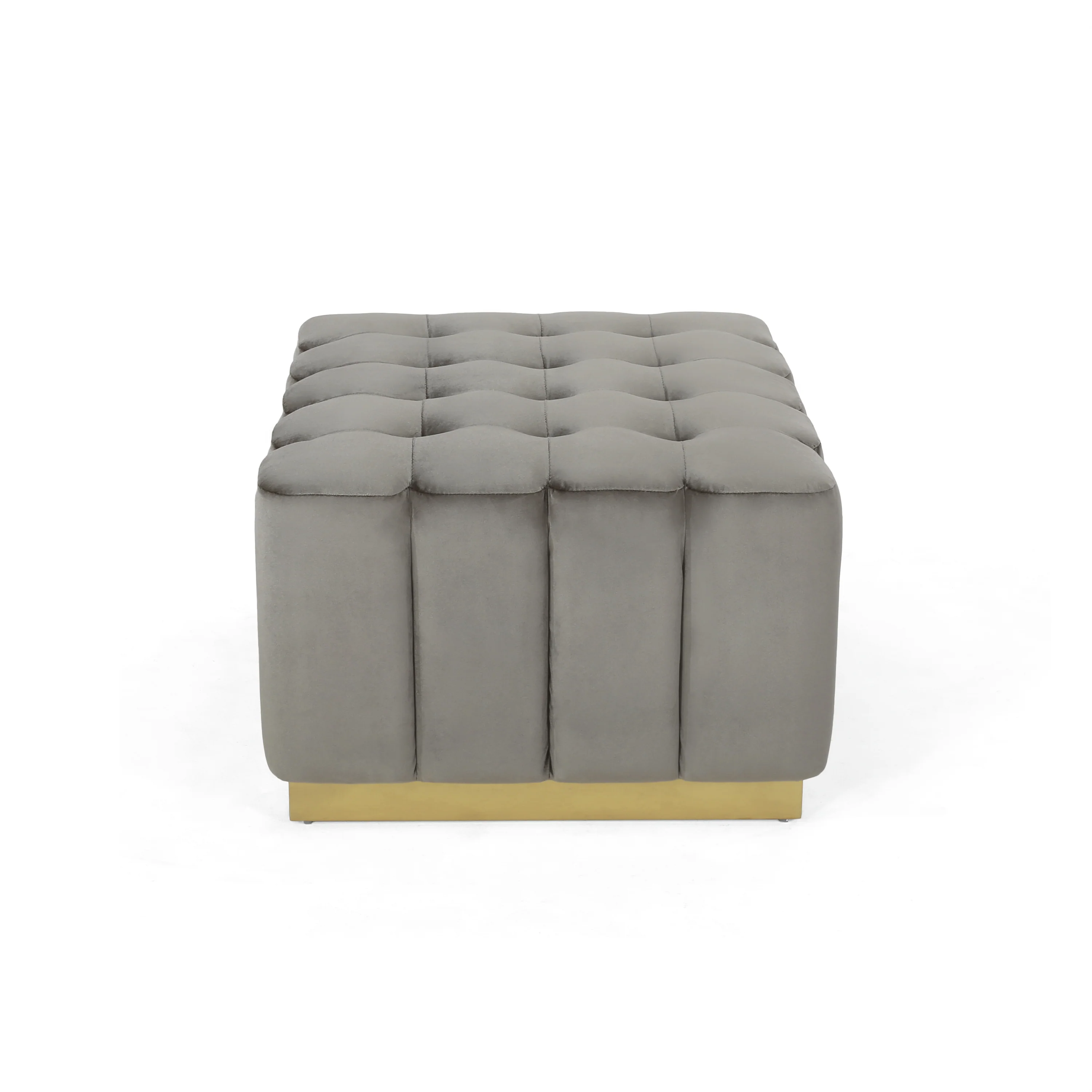 Fairfax Modern Glam Velvet Tufted Ottoman - furnishings
