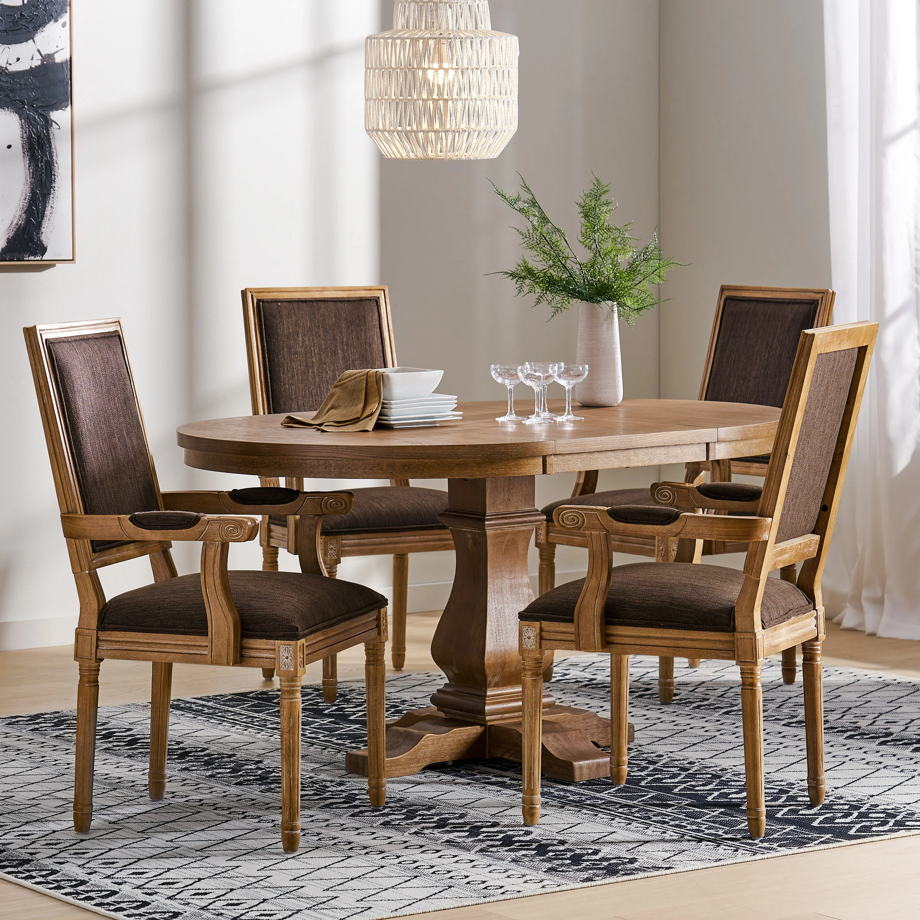 Ashlyn French Country Wood 5-Piece Expandable Dining Set - furnishings