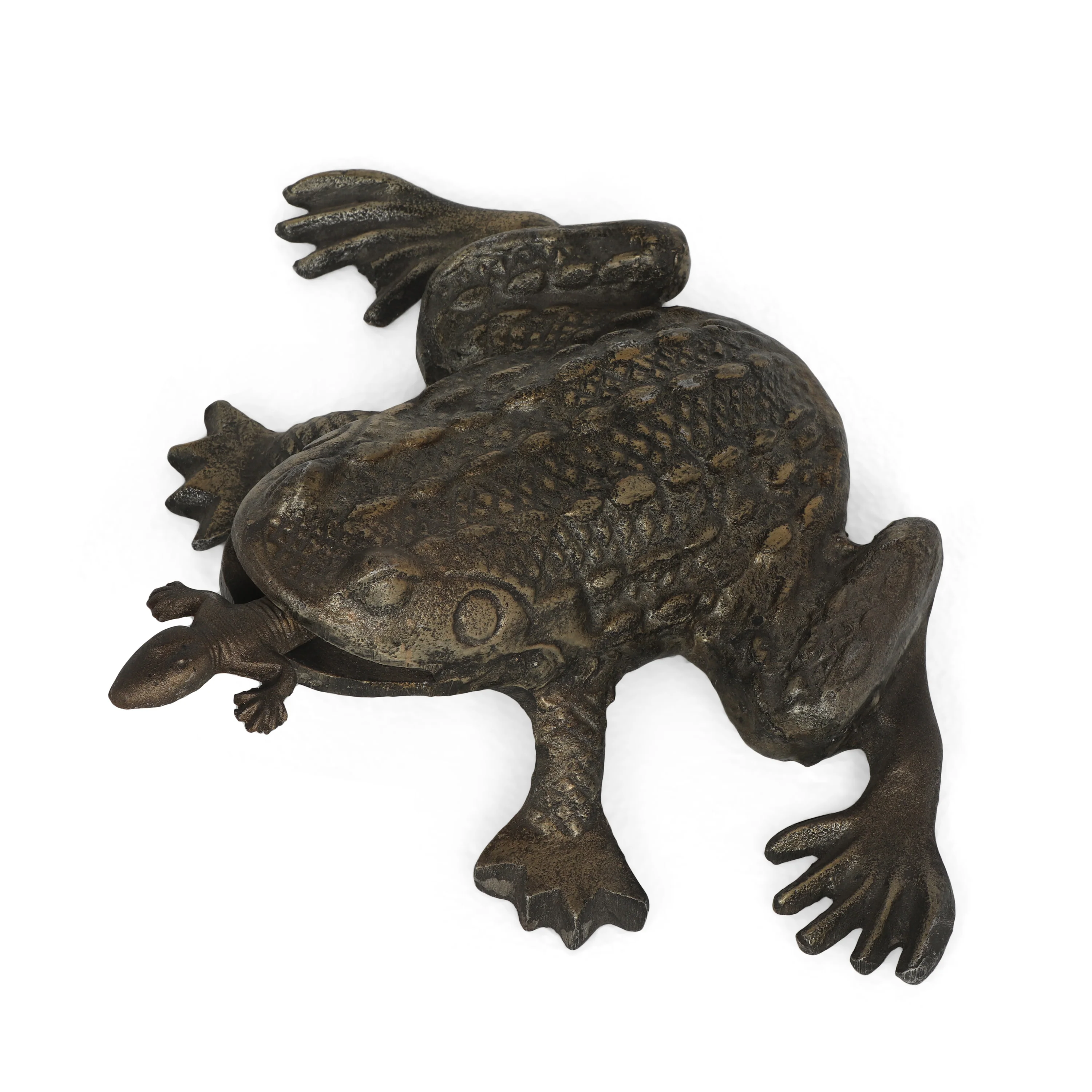 Jessica Handmade Aluminum Tabletop Frog Decor, Antique Brass - furnishings