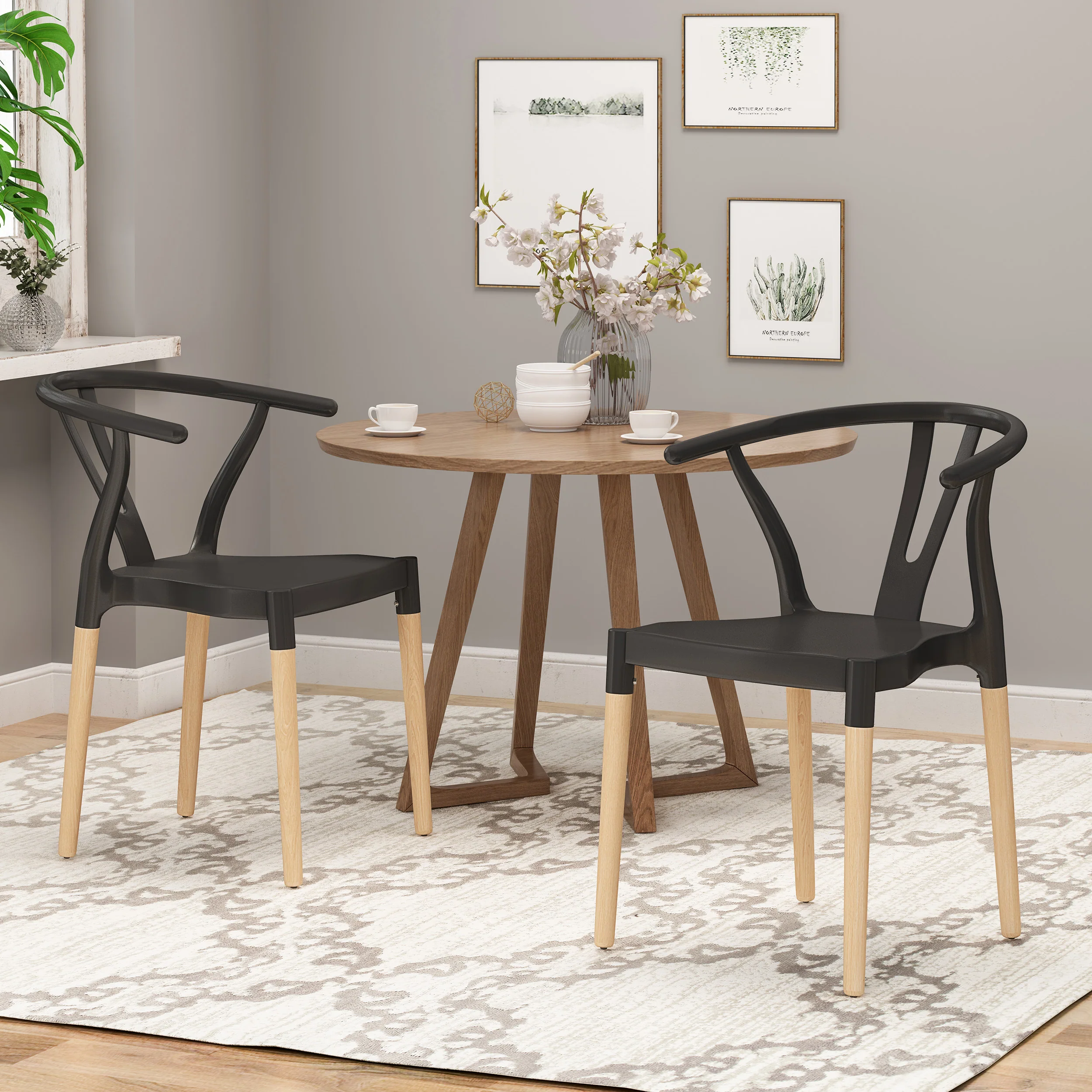 Victoria Modern Dining Chair with Beech Wood Legs (Set of 2) - furnishings
