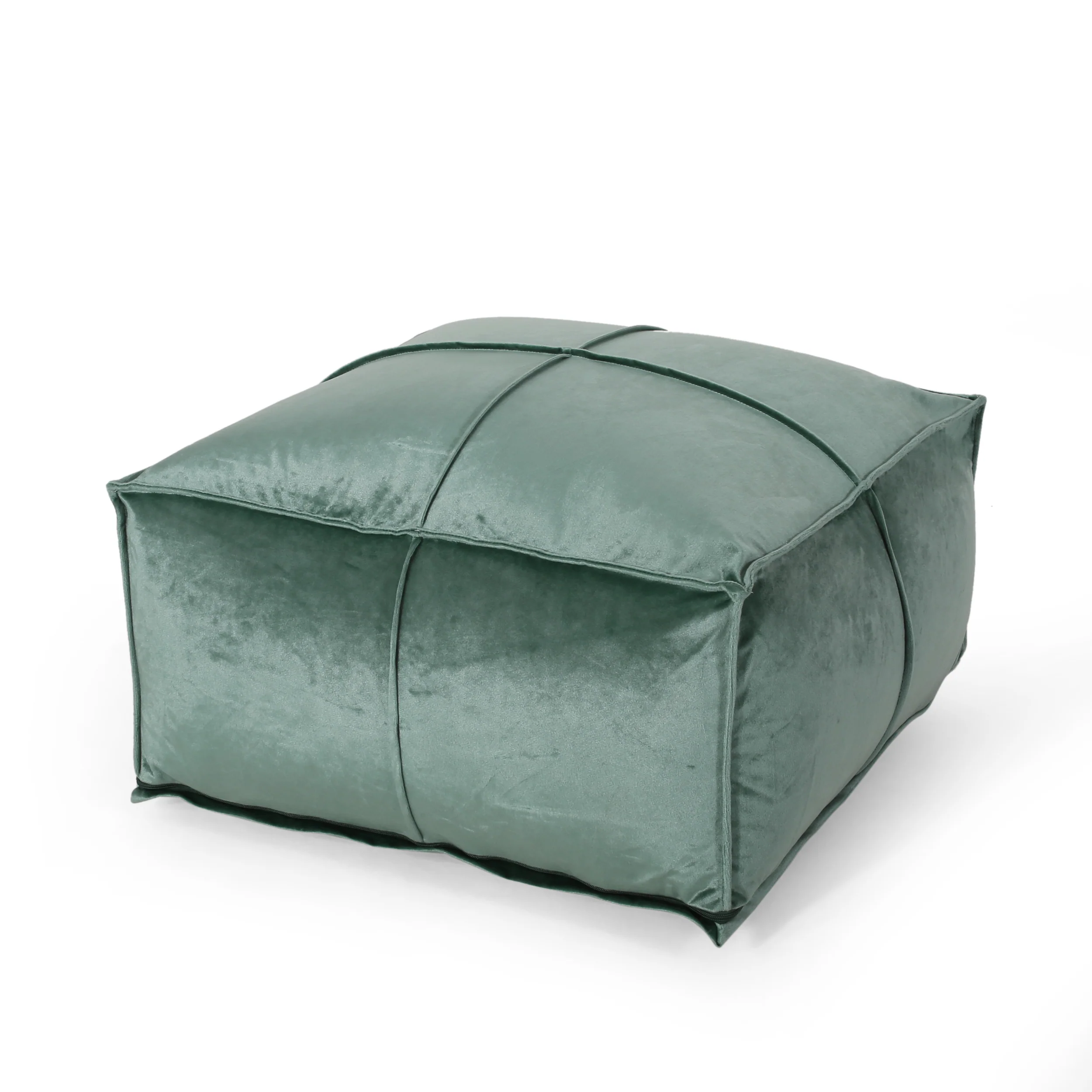 Cytheria Modern Glam Velvet Square Bean Bag Ottoman - furnishings