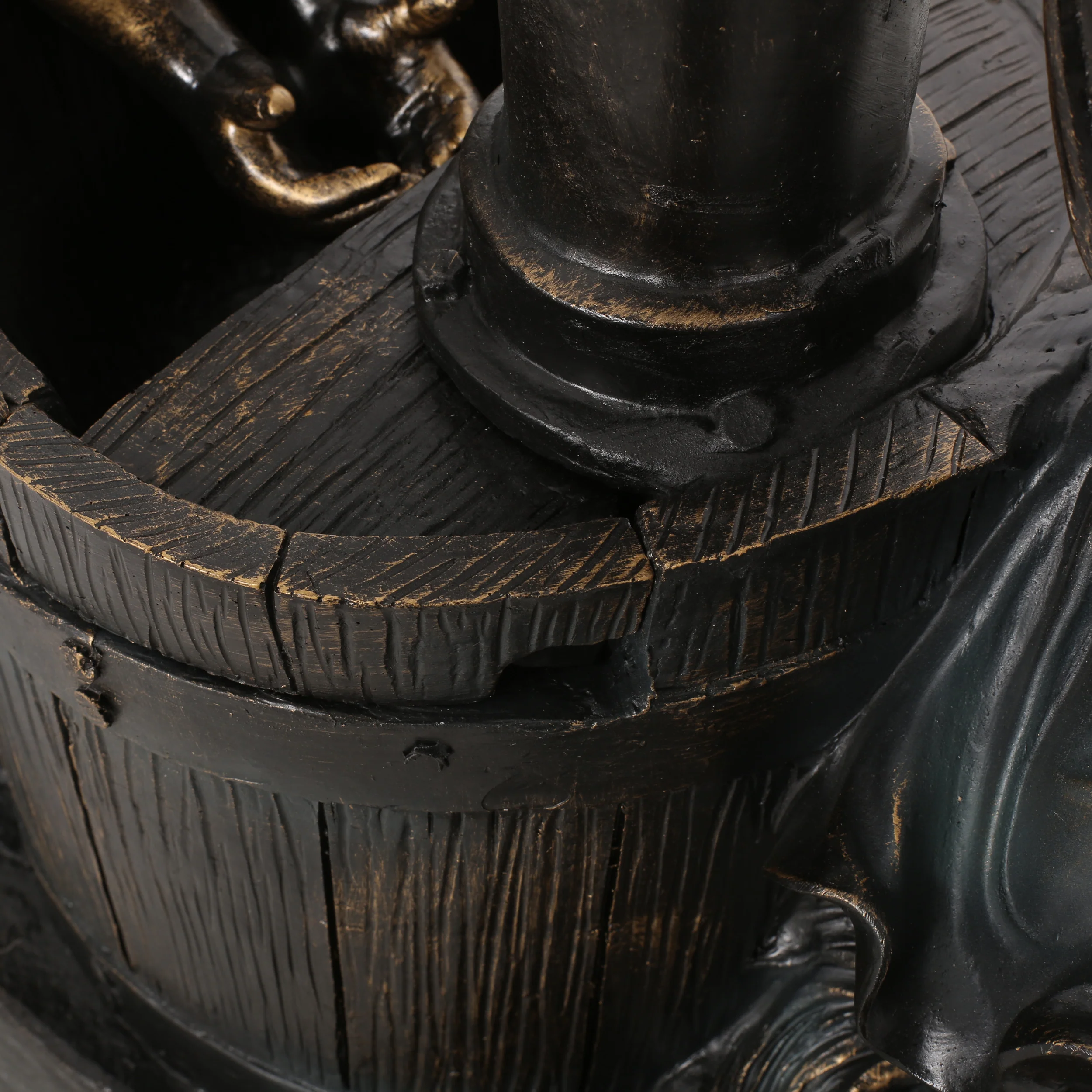 Rayle Outdoor Children at Water Pump Fountain, Dark Brown - furnishings