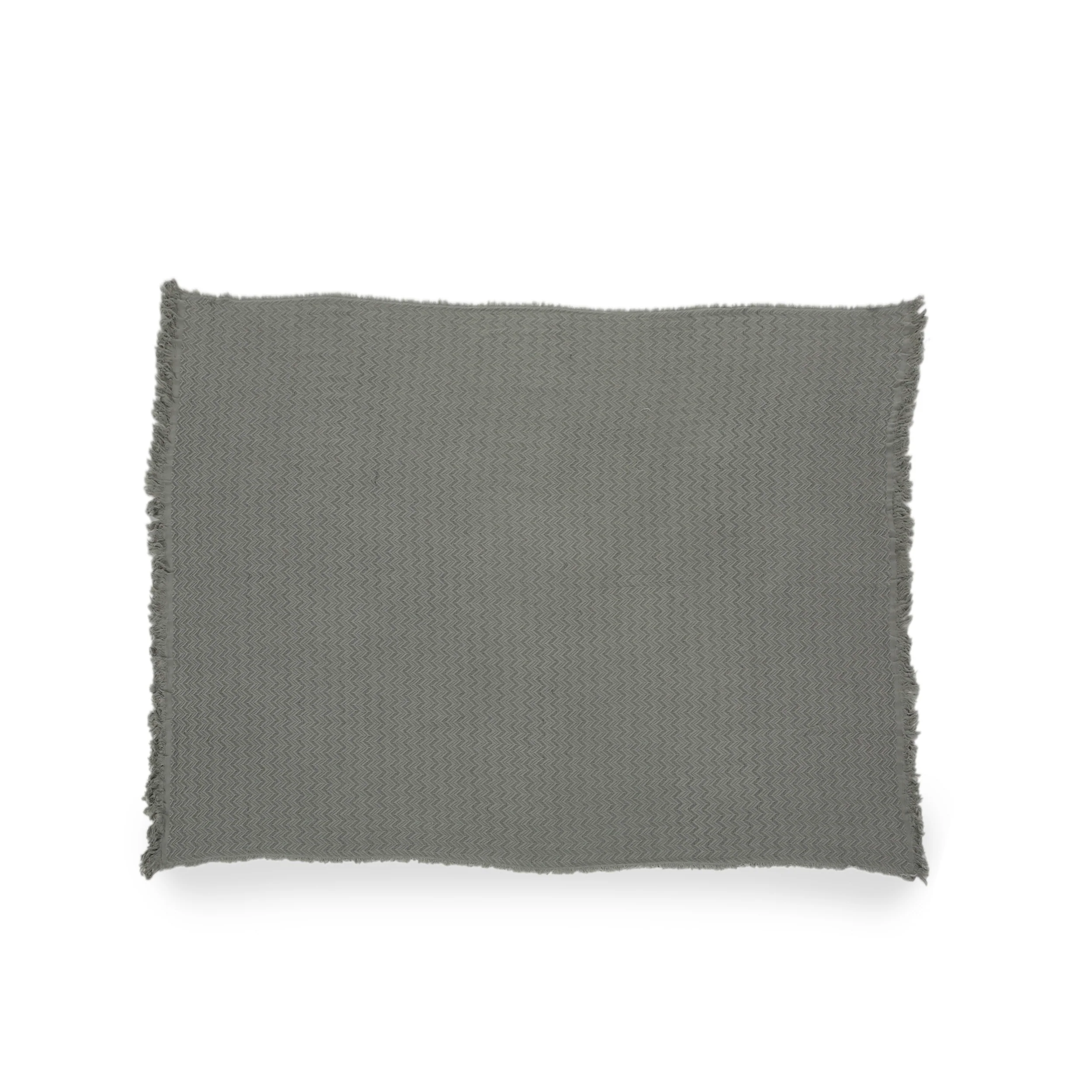 Daisy Contemporary Cotton Throw Blanket with Fringes, Gray - furnishings