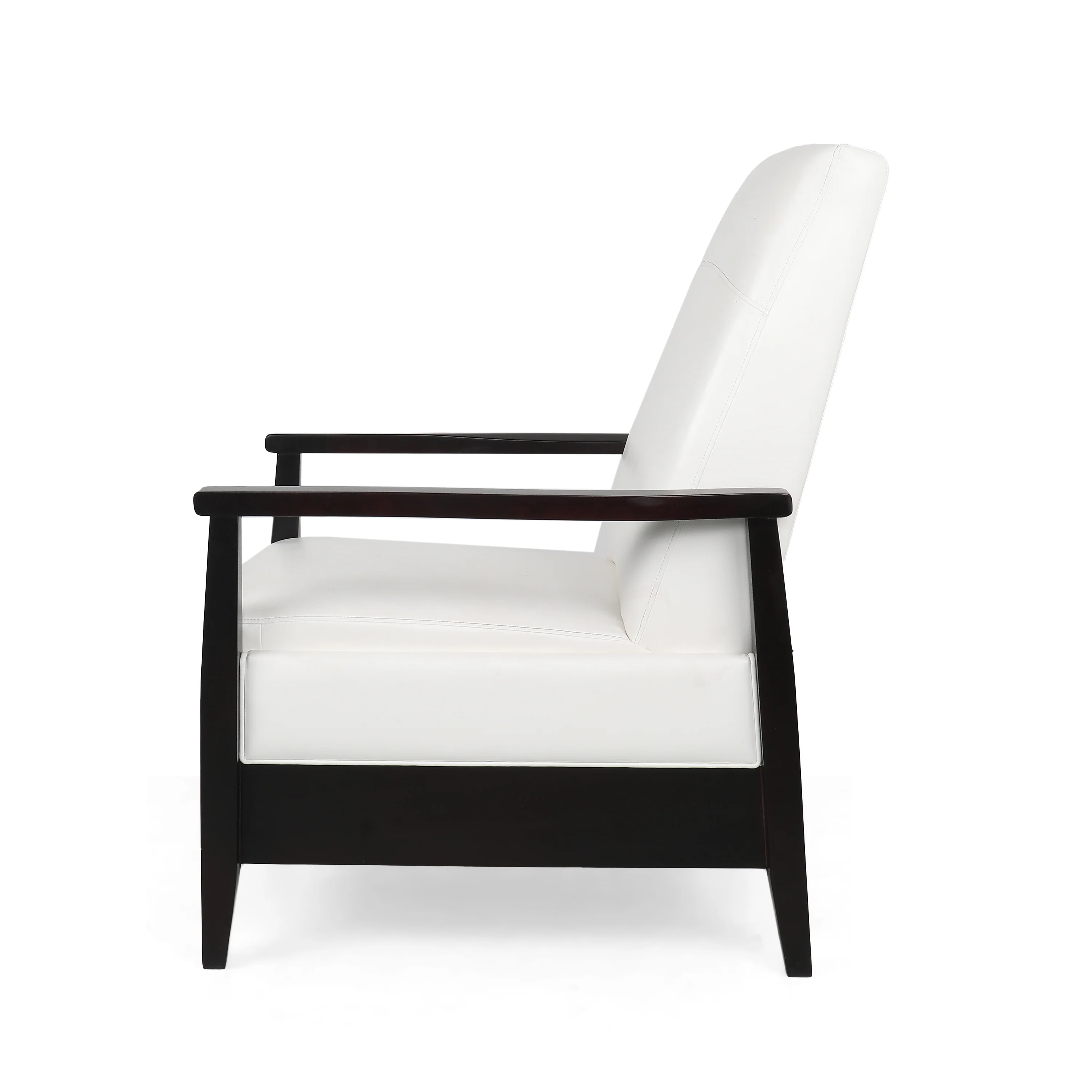 Mugo Mid Century Modern Faux Leather Upholstered Wood Pushback Recliner - furnishings