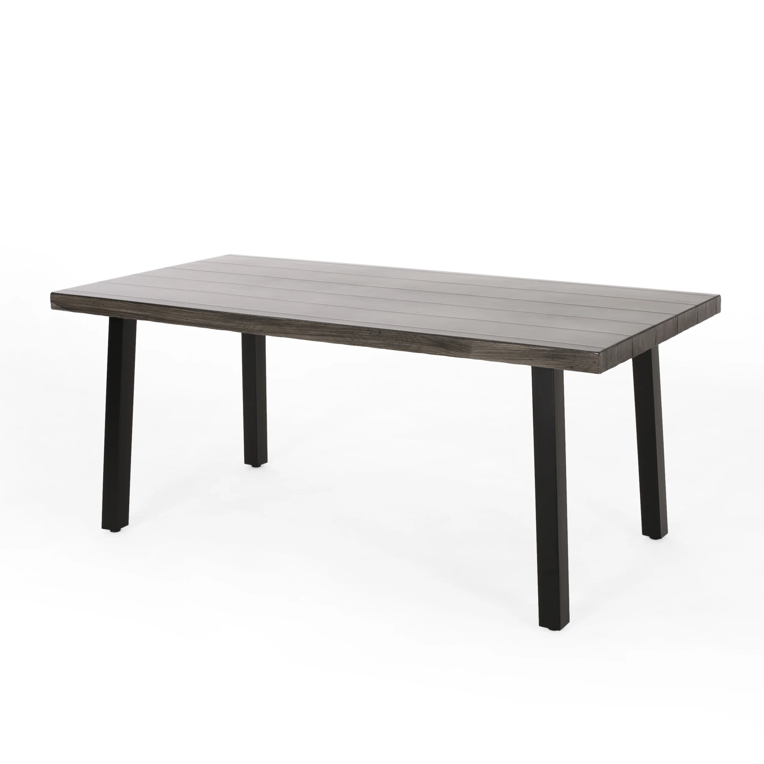 Altair Outdoor Modern Industrial 3 Piece Aluminum Dining Set with Benches - furnishings