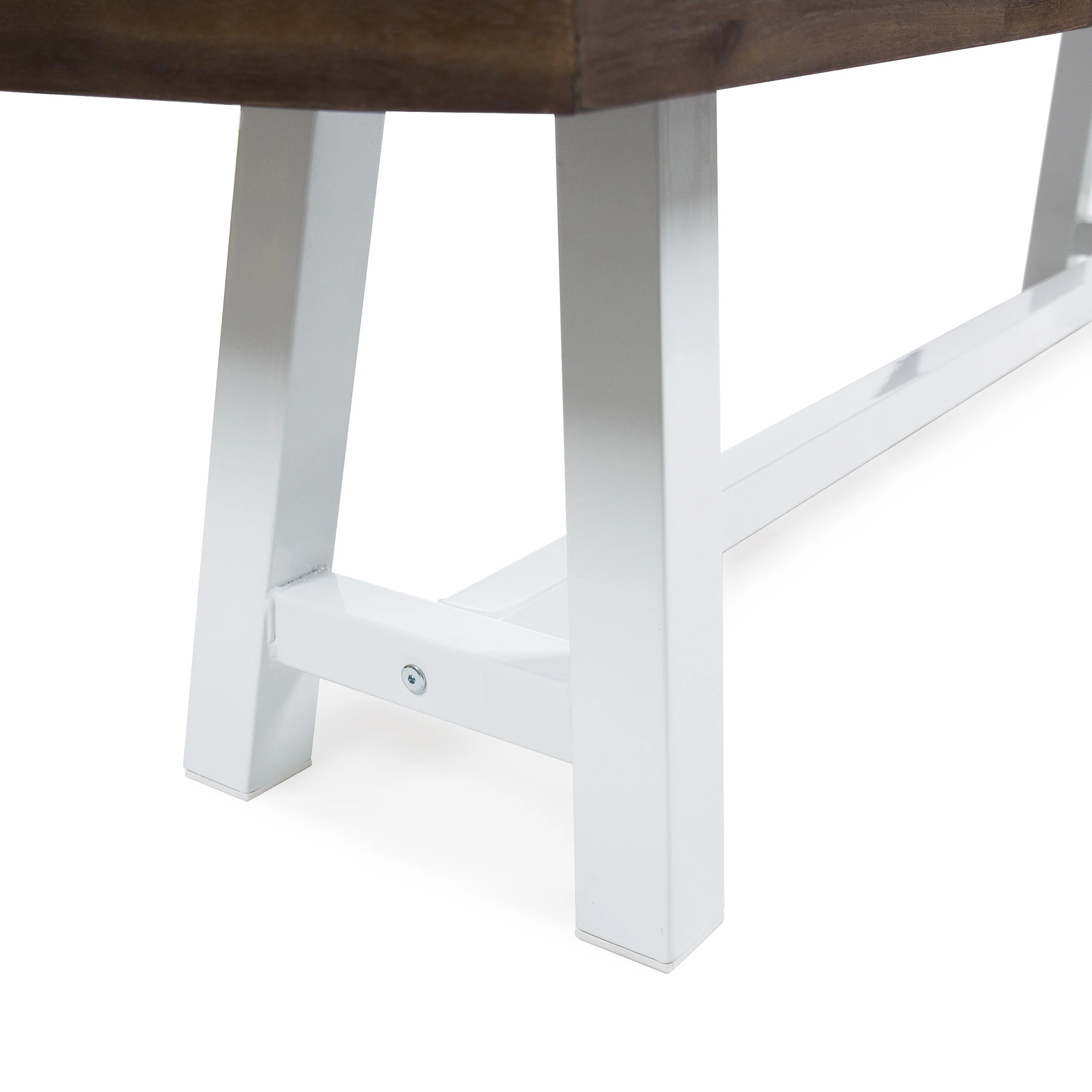 Bowman Outdoor Acacia Wood Dining Bench with Rustic Metal Finish Frame - furnishings