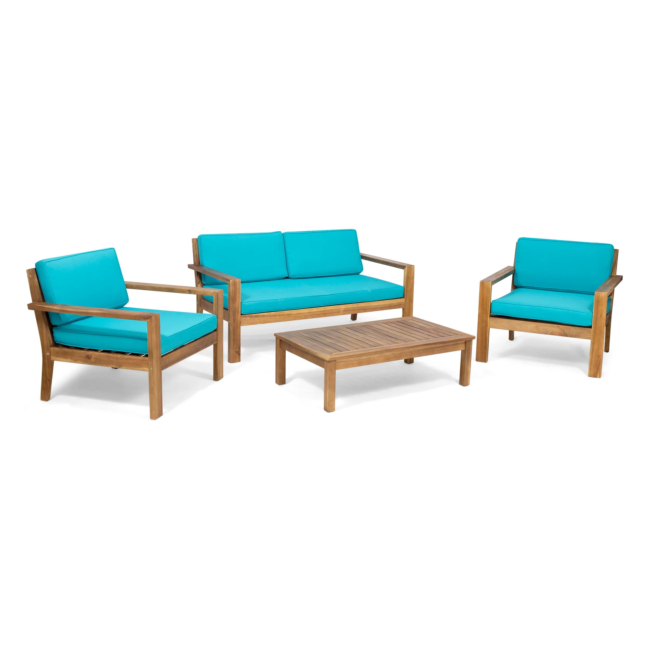 Gloria Outdoor 4 Seater Acacia Wood Chat Set with Cushions - furnishings