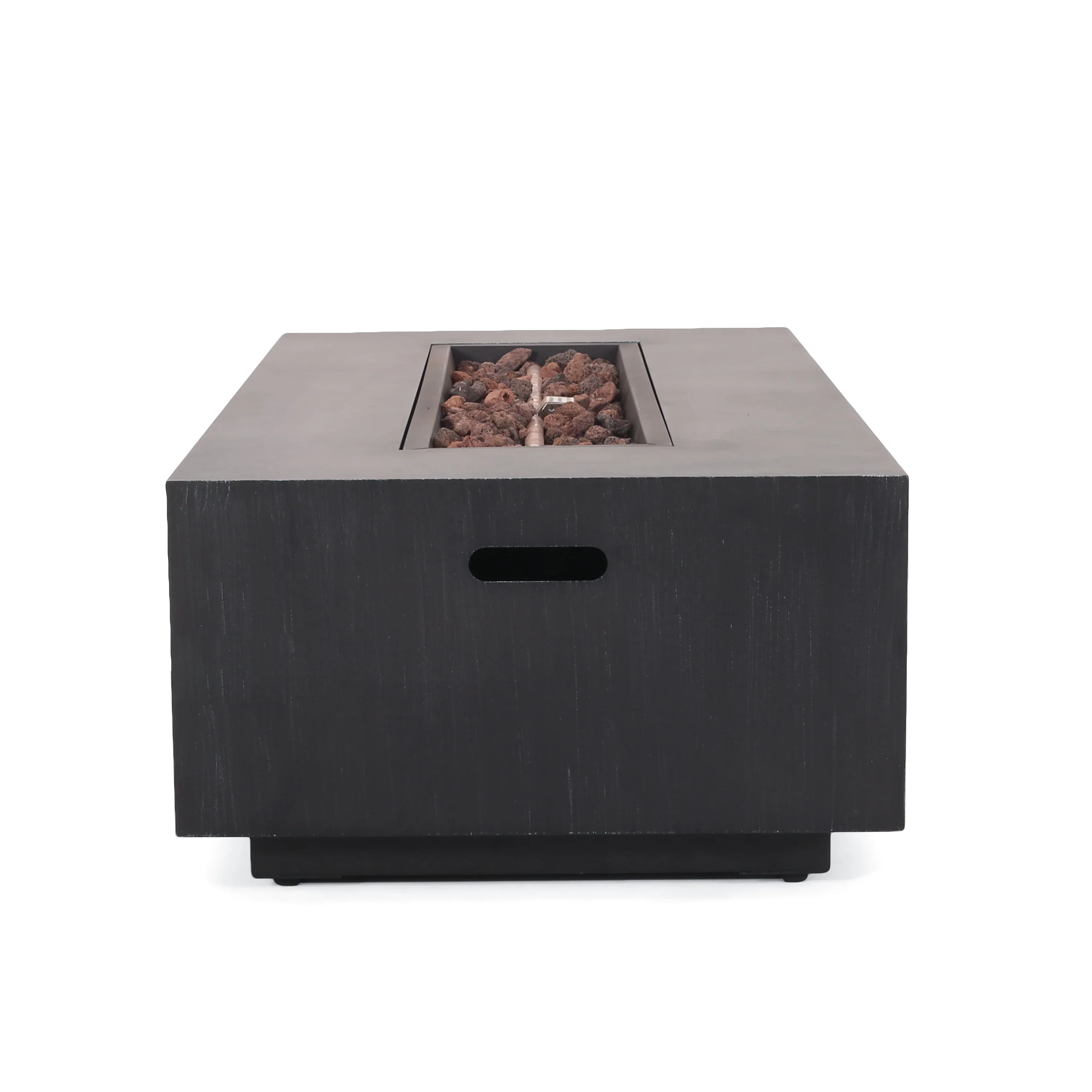 Jasmine Outdoor Iron 50K BTU Rectangular Fire Pit Table, Brushed Black - furnishings