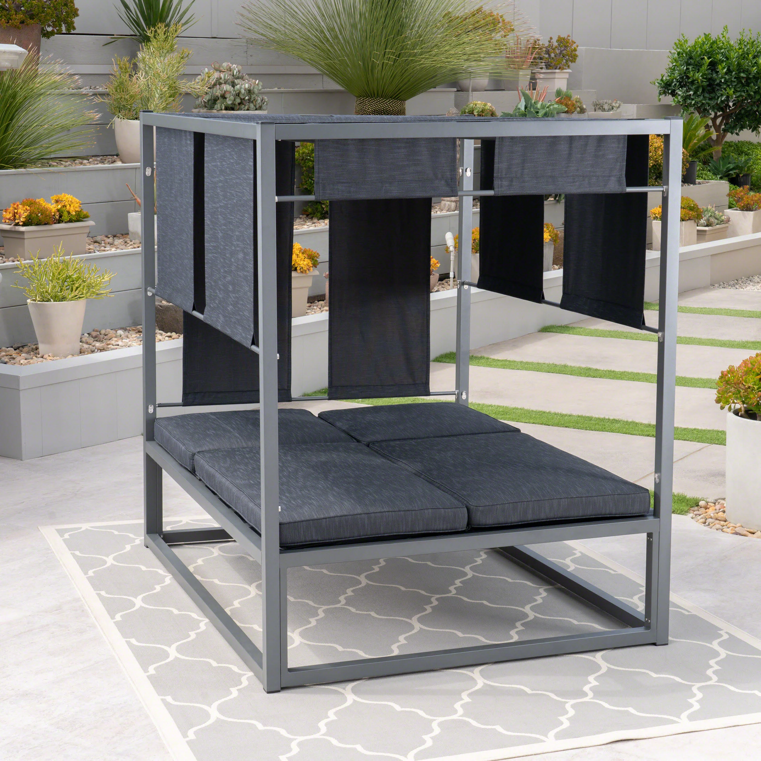 Amos Outdoor Aluminum Daybed with Canopy - furnishings
