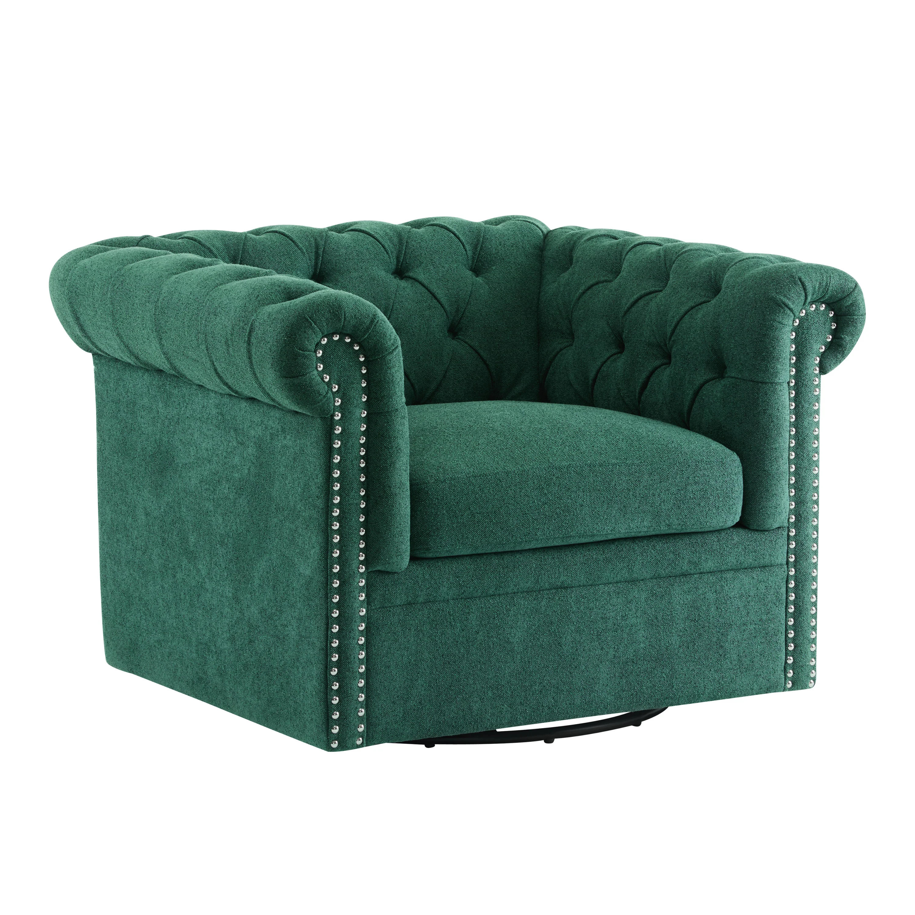 Lily Upholstered Tufted Chesterfield Swivel Club Chair - furnishings