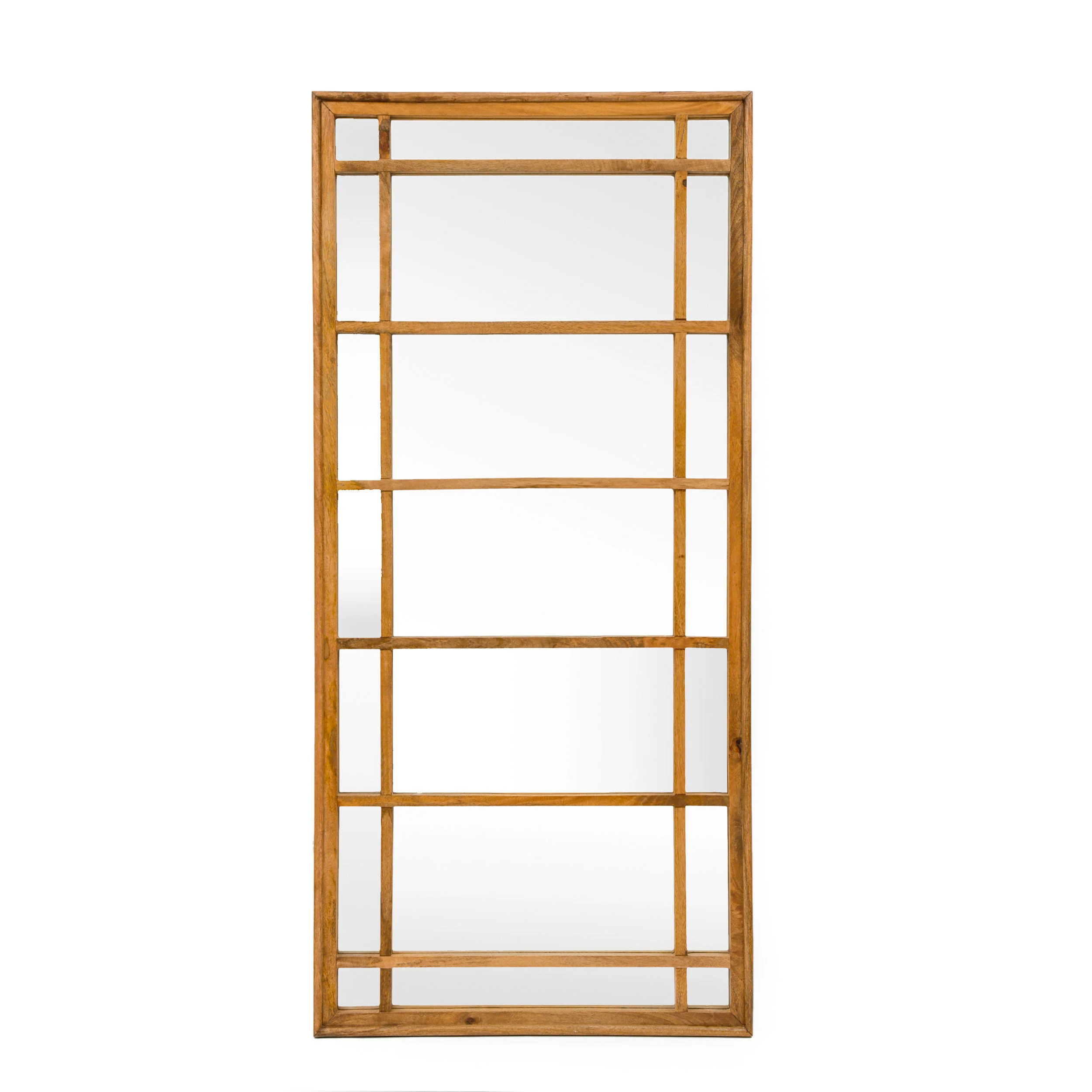 Miske Rustic Handcrafted Mango Wood Standing Mirror, Natural - furnishings