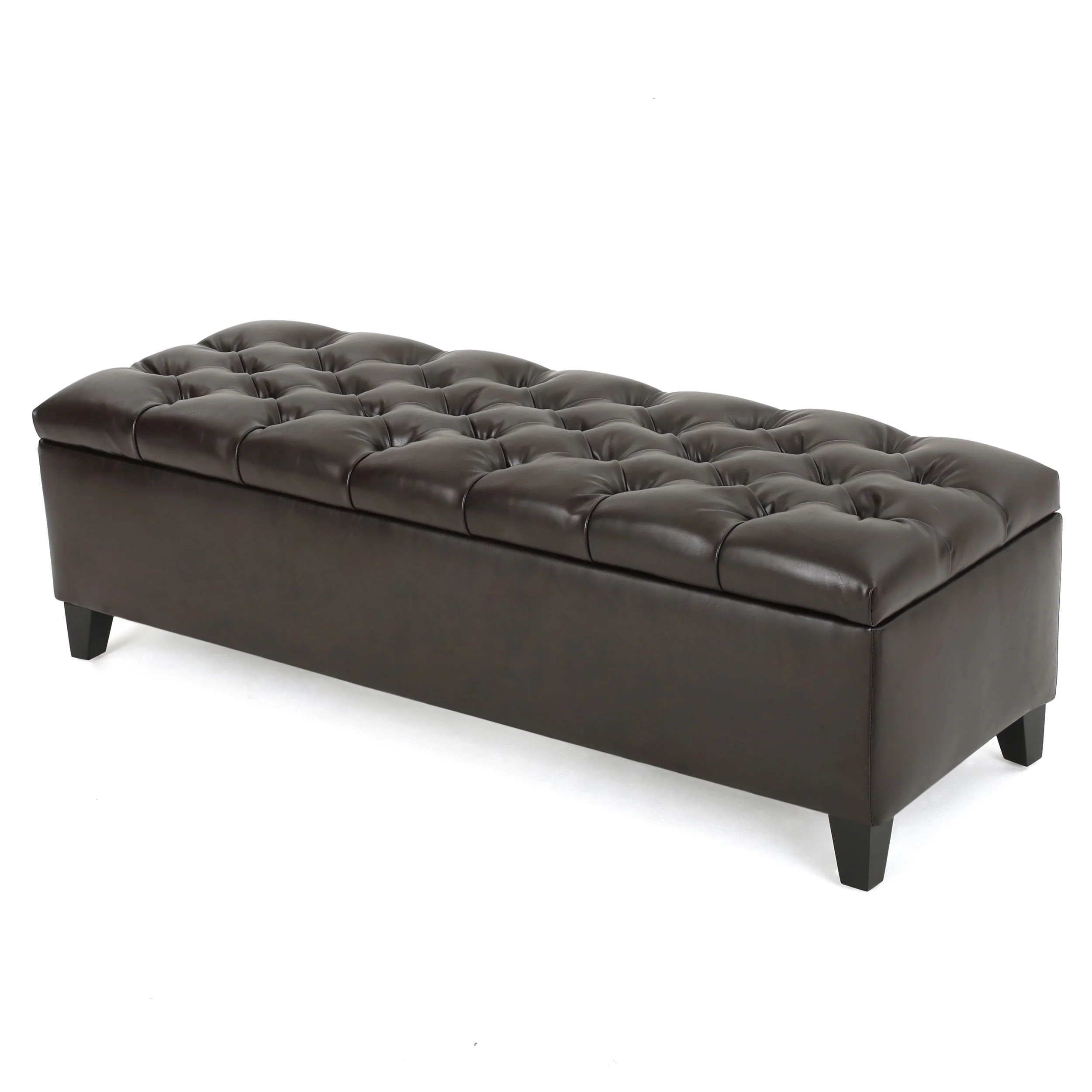 Molle Contemporary Button-Tufted Leather Storage Ottoman Bench - furnishings