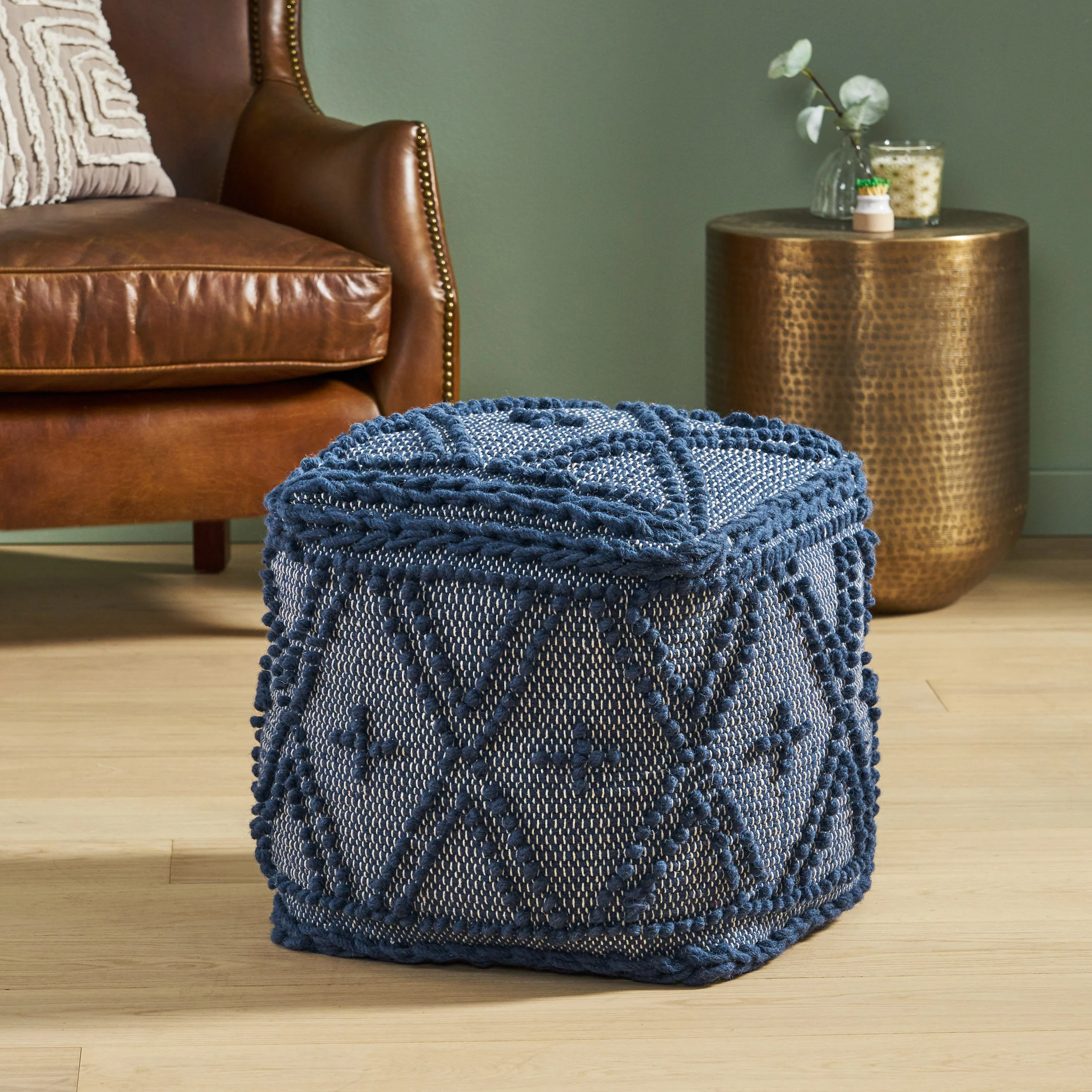 Truda Boho Handcrafted Fabric Pouf - furnishings
