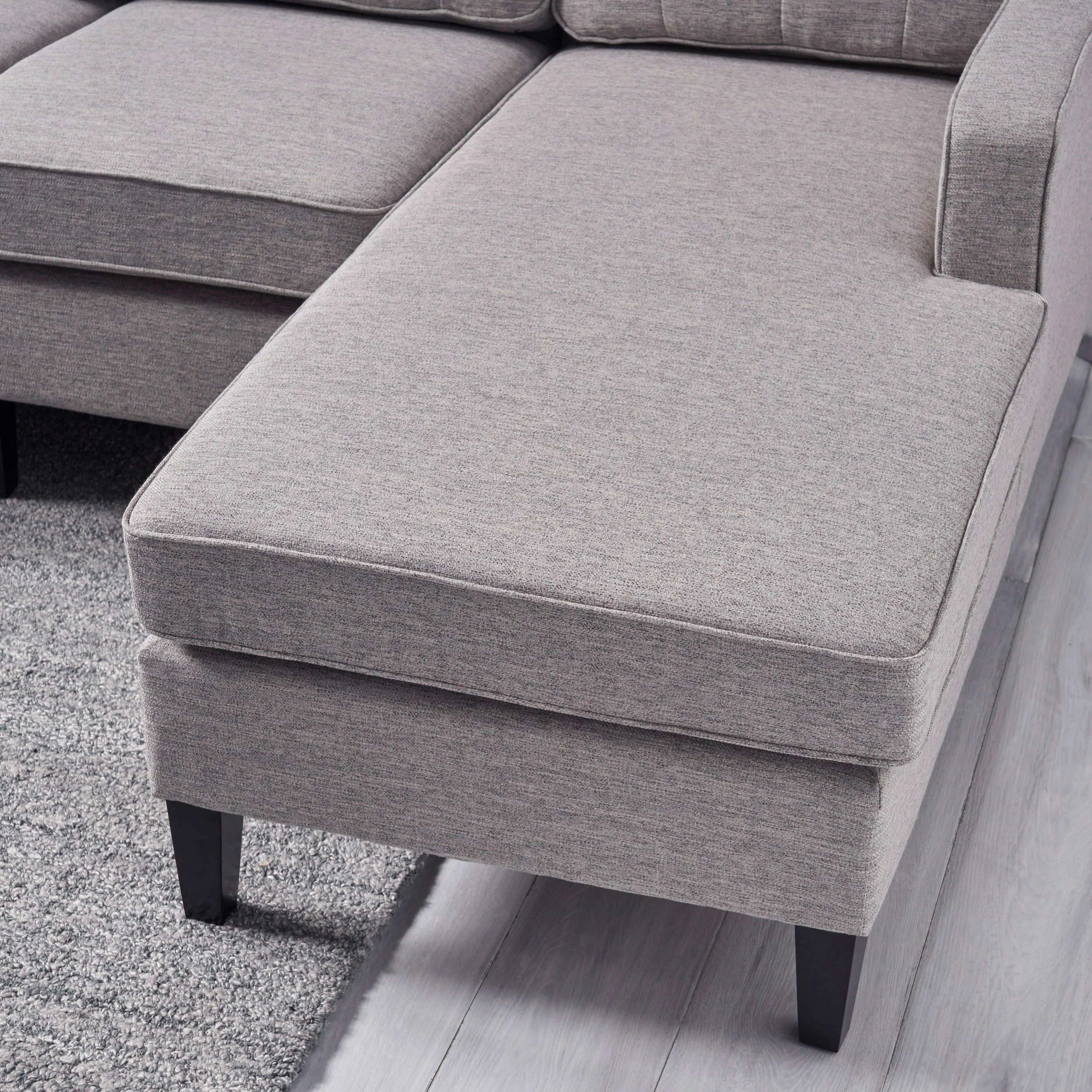 Grace Contemporary Fabric Chaise Sectional with Button Accents - furnishings