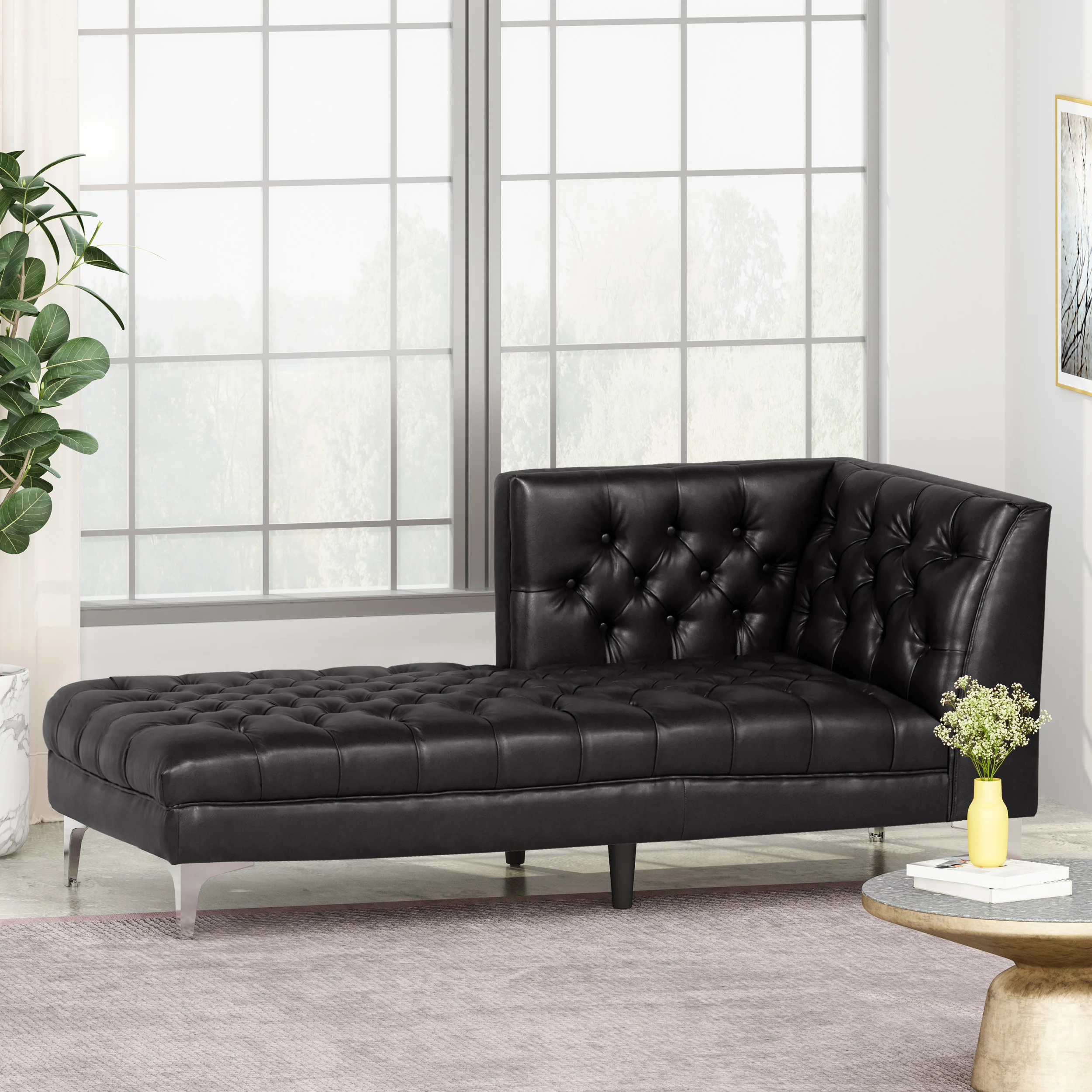 Bluffton Contemporary Tufted One Armed Chaise Lounge - furnishings