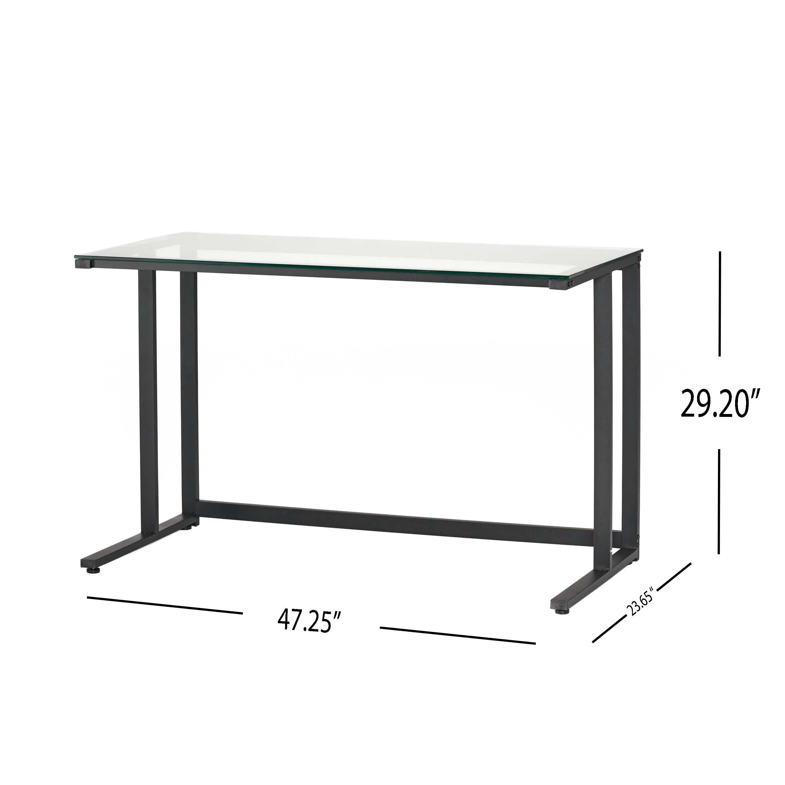 Mumford Modern Rectangular Black Iron and Glass Computer Desk - furnishings