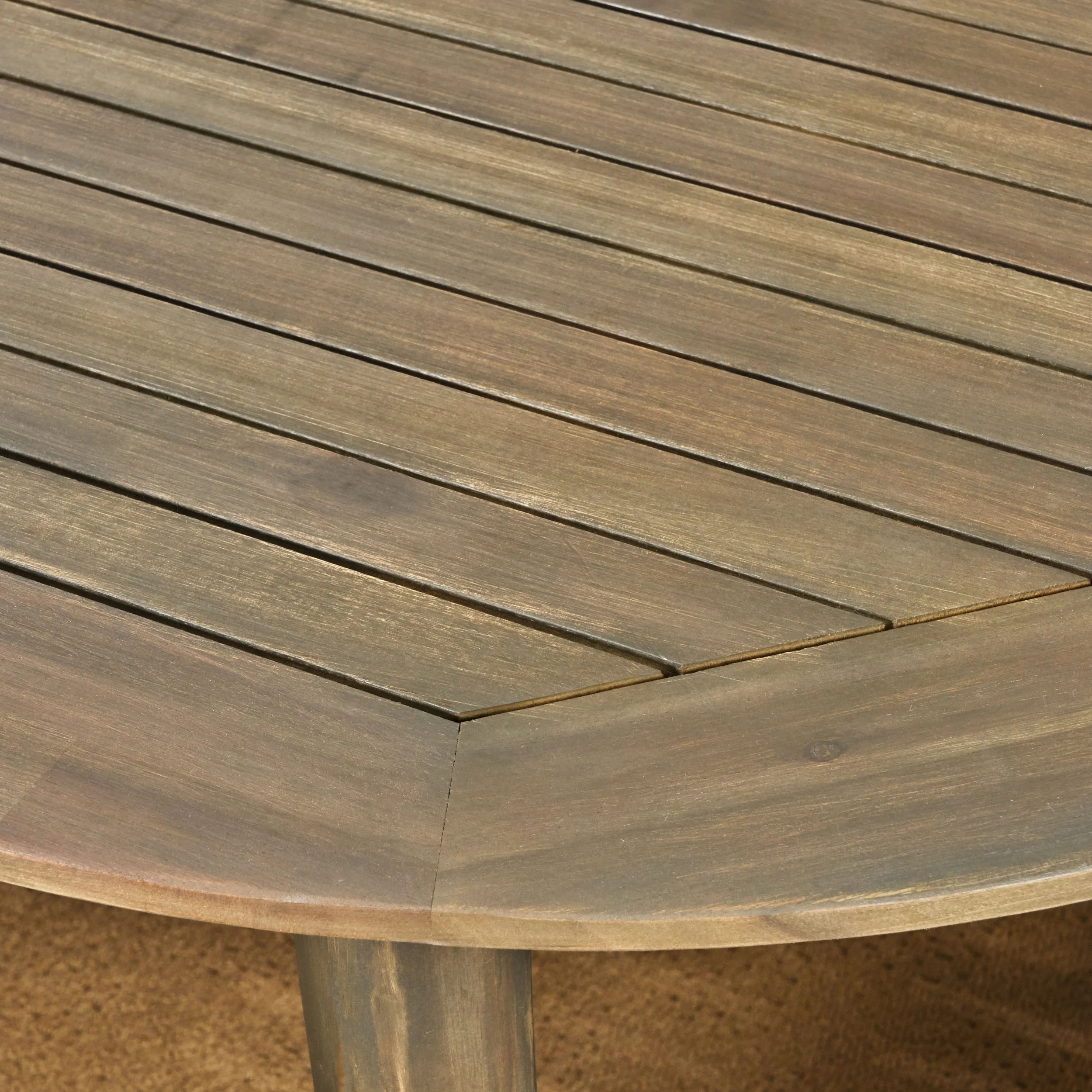 Stanford Outdoor 7-Piece Acacia Wood Dining Set with Oval Table, Gray Finish - furnishings
