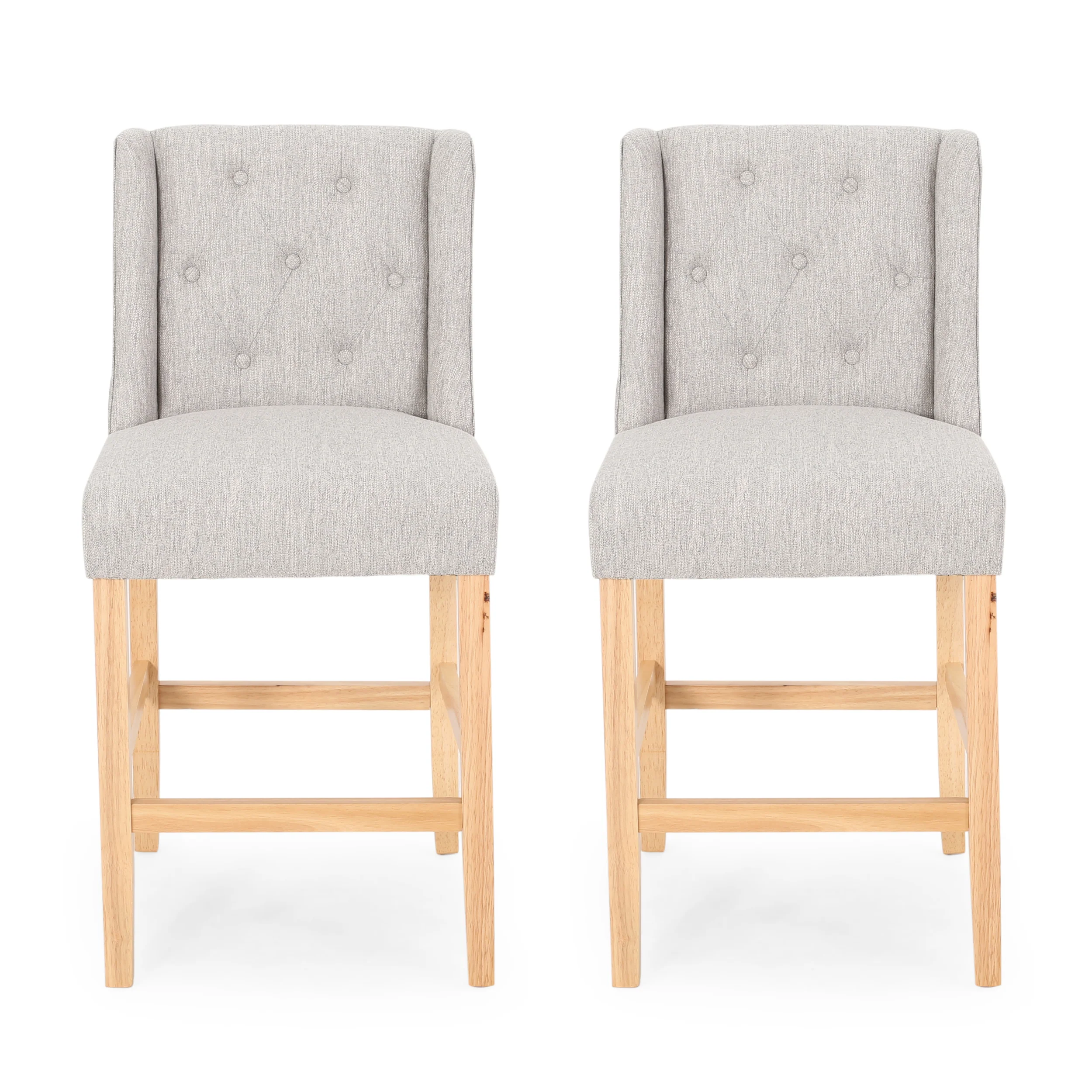 Willamina Button Tufted Fabric Wingback Counterstool (Set of 2) - furnishings