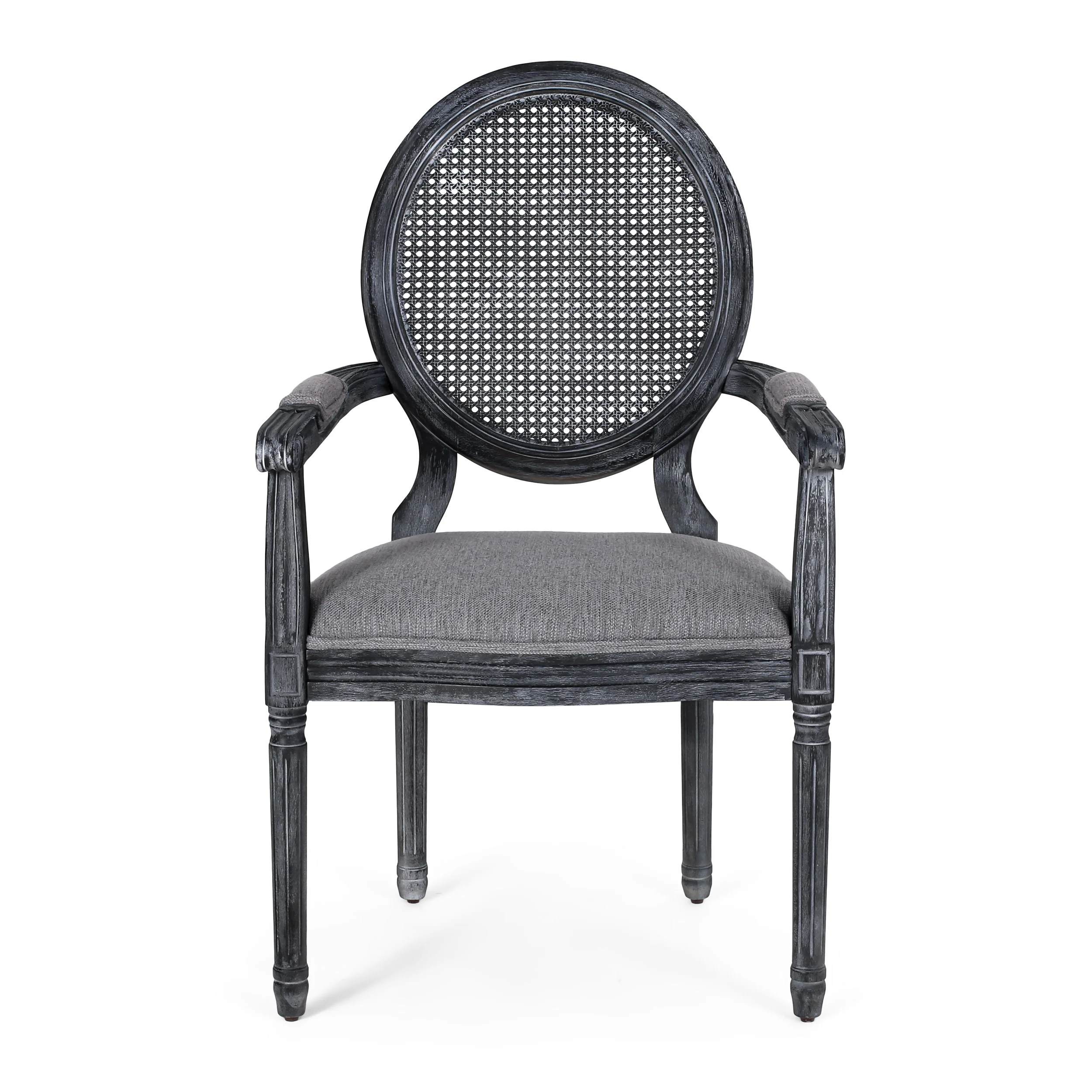 Aisenbrey French Country Wood and Cane Upholstered Dining Chair - furnishings