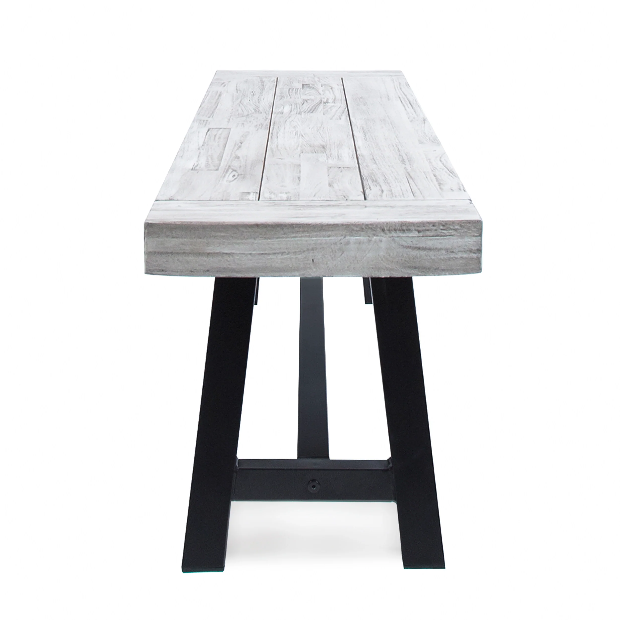 Bowman Outdoor Acacia Wood Dining Bench with Rustic Metal Finish Frame - furnishings