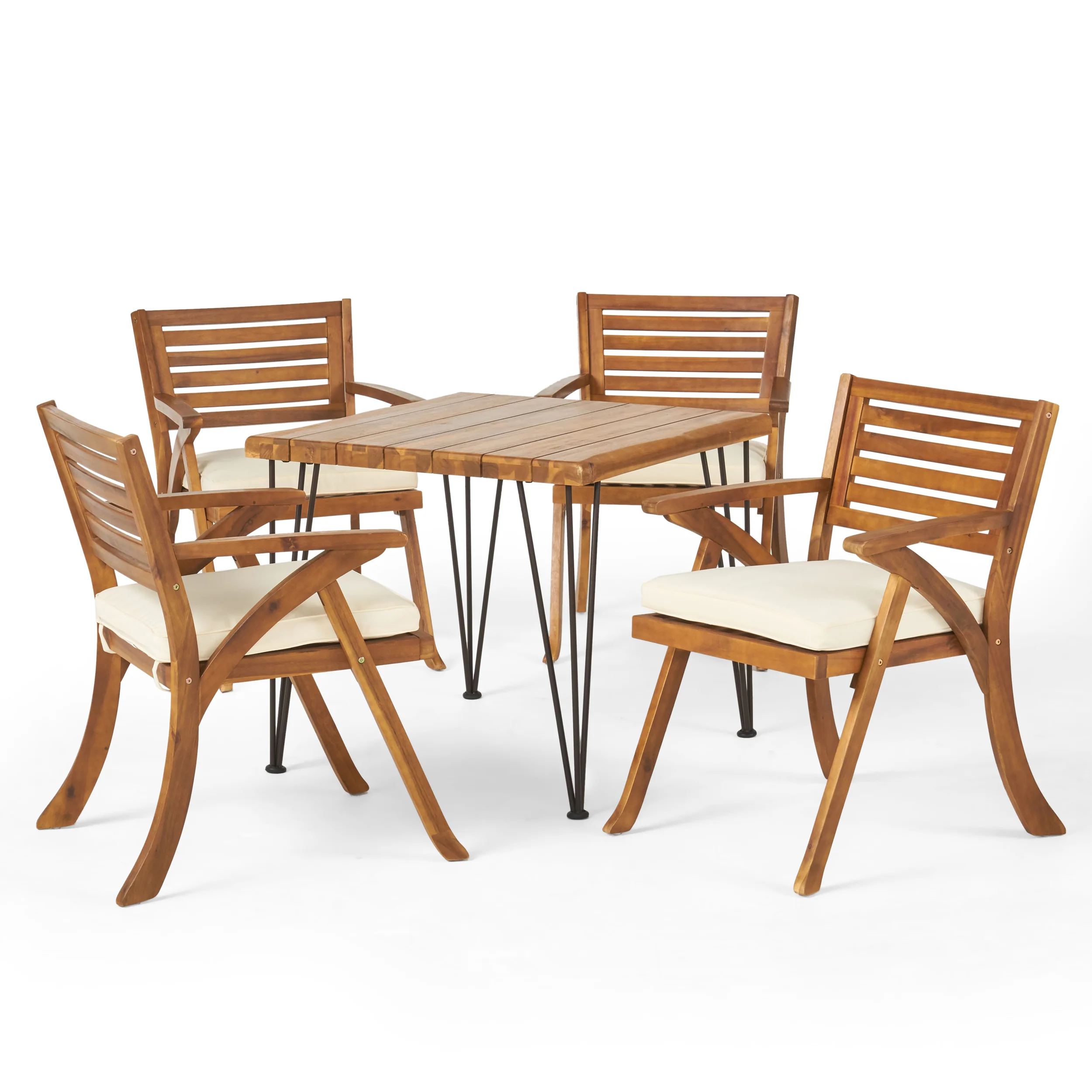 Lane Outdoor Farmhouse Hairpin Legs Dining Set - furnishings
