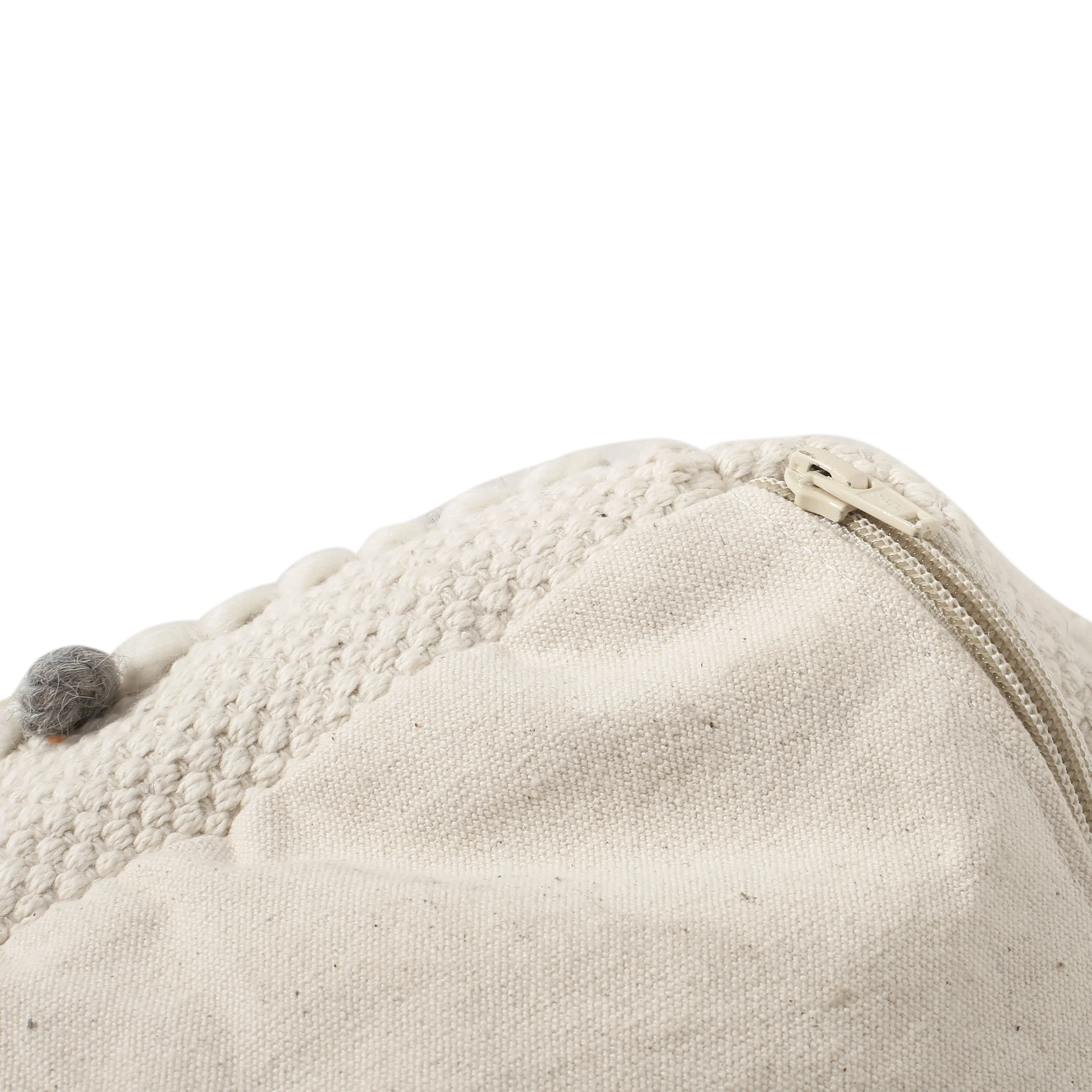 Swint Pates Boho Handcrafted Fabric Cube Pouf, Ivory and Blue - furnishings
