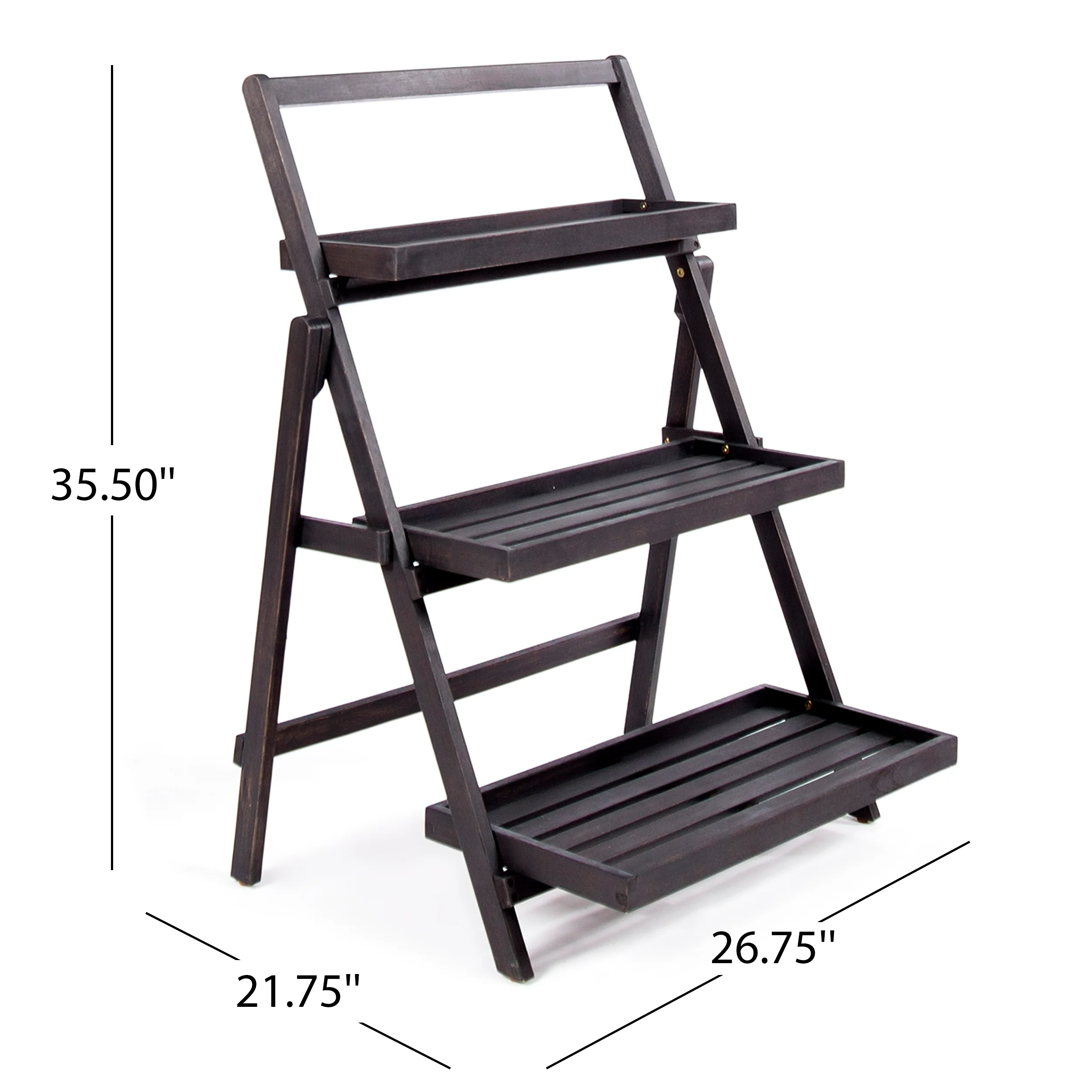 Mesbin Outdoor Dark Grey Acacia Wood Plant Stand (Set of 2) - furnishings