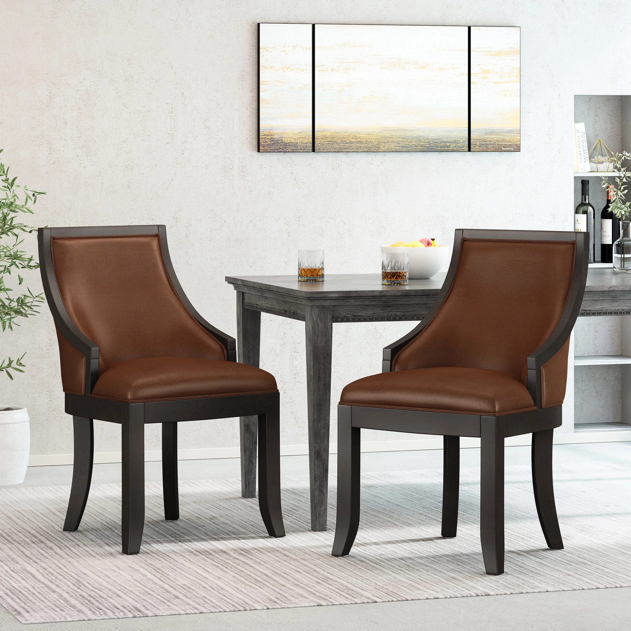 Monita Contemporary Upholstered Birch Wood Dining Chairs, Set of 2 - furnishings