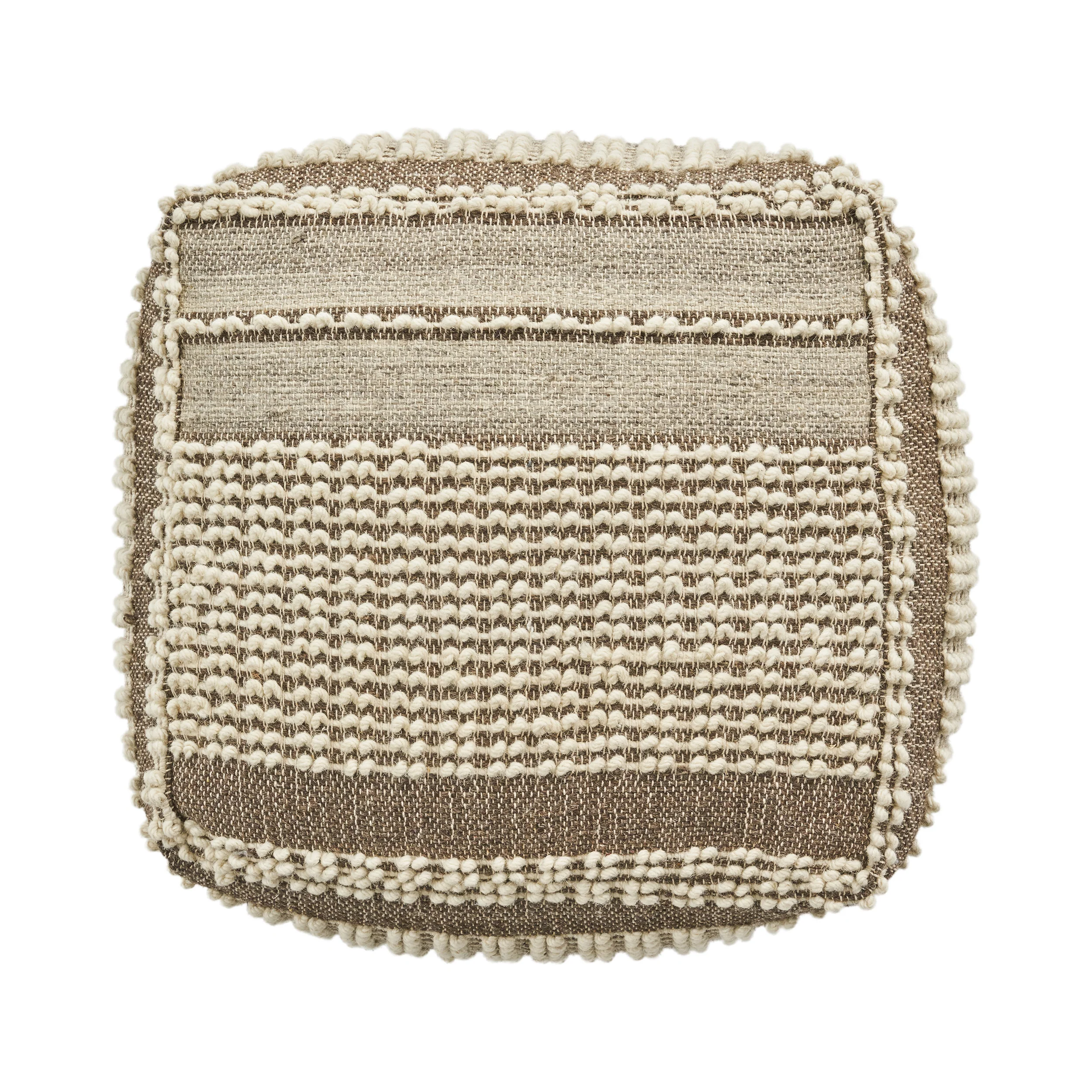 Amiriah Boho Wool and Cotton Ottoman Pouf - furnishings