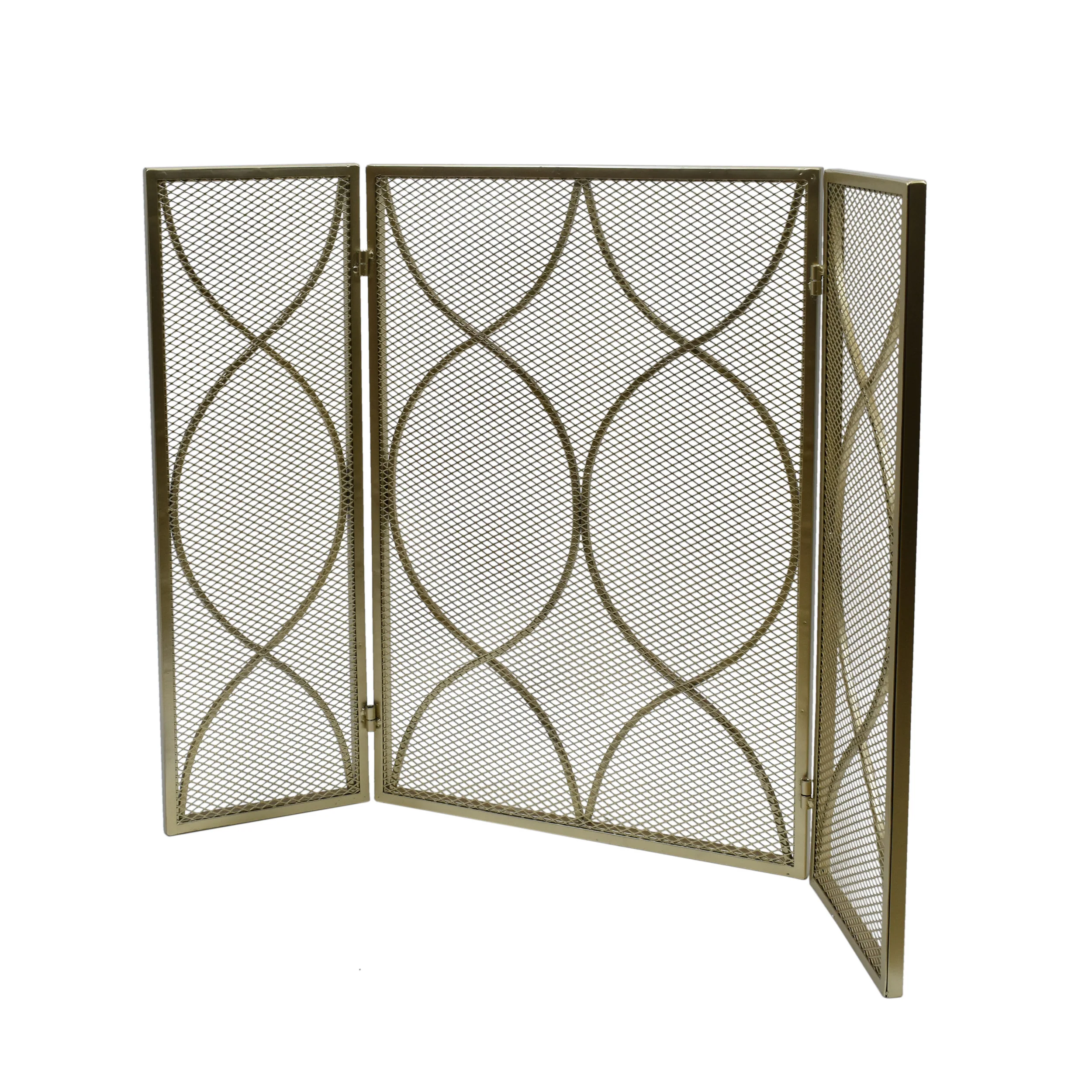 Laylah Modern Three Panel Iron Firescreen - furnishings