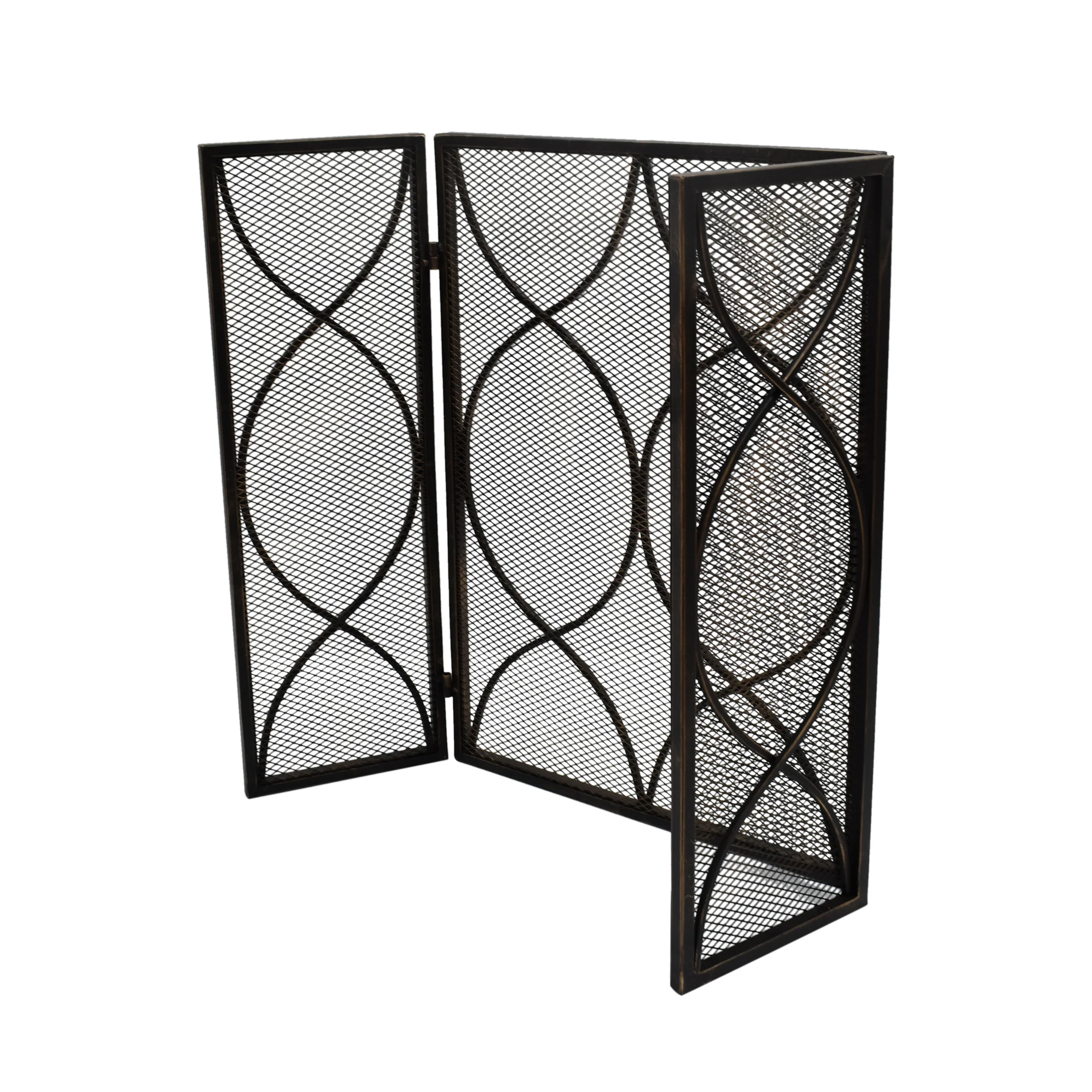 Laylah Modern Three Panel Iron Firescreen - furnishings