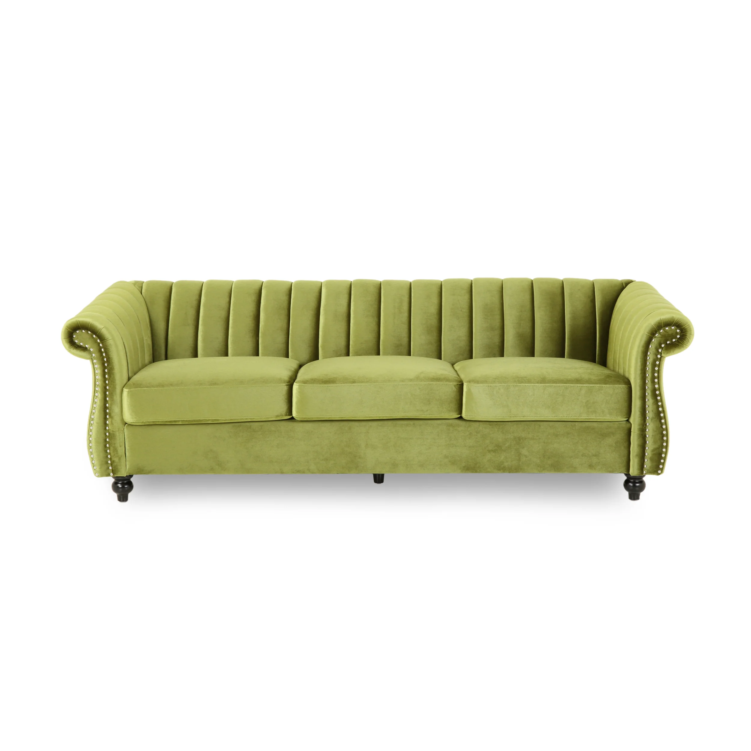 Olga Modern Glam Velvet 3 Seater Sofa, Umber and Dark Brown - furnishings