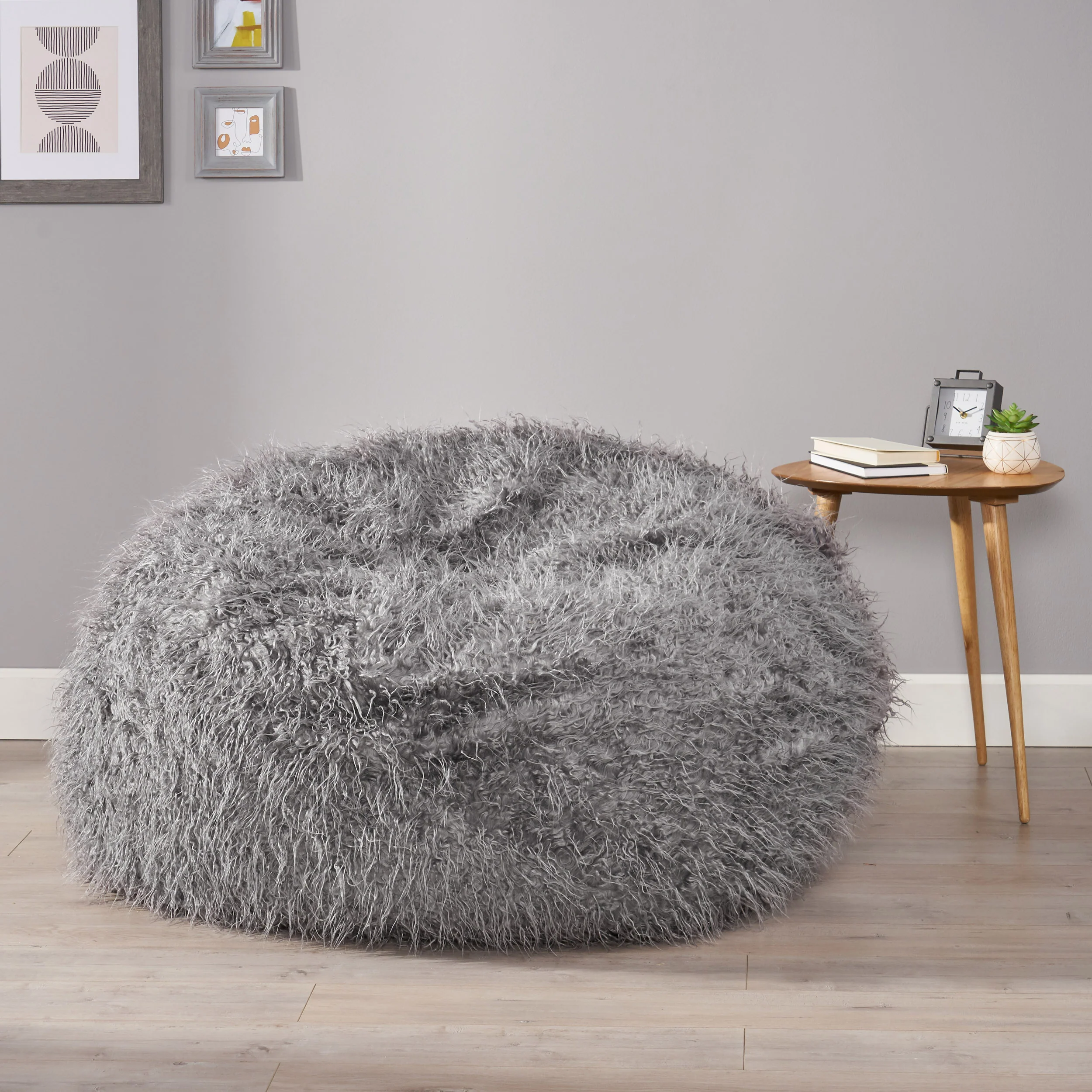Sae 5 Ft Long Faux Fur Bean Bag - furnishings